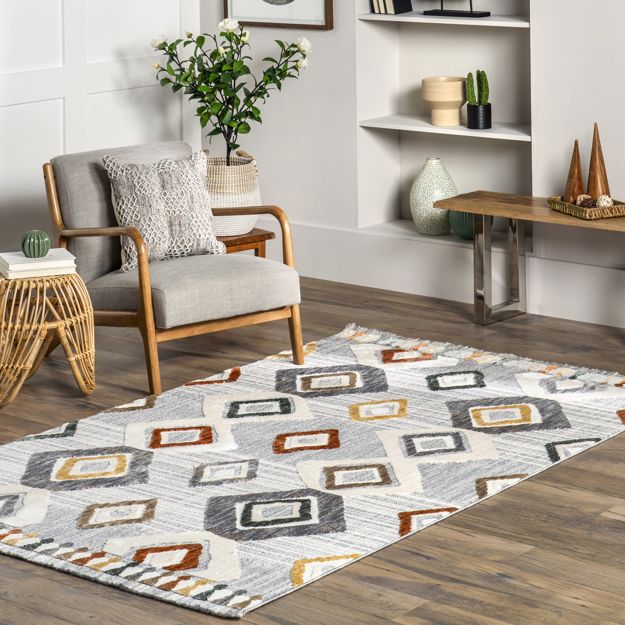 Julissa Iridescent Trellis Rug | Light Grey - Image 2