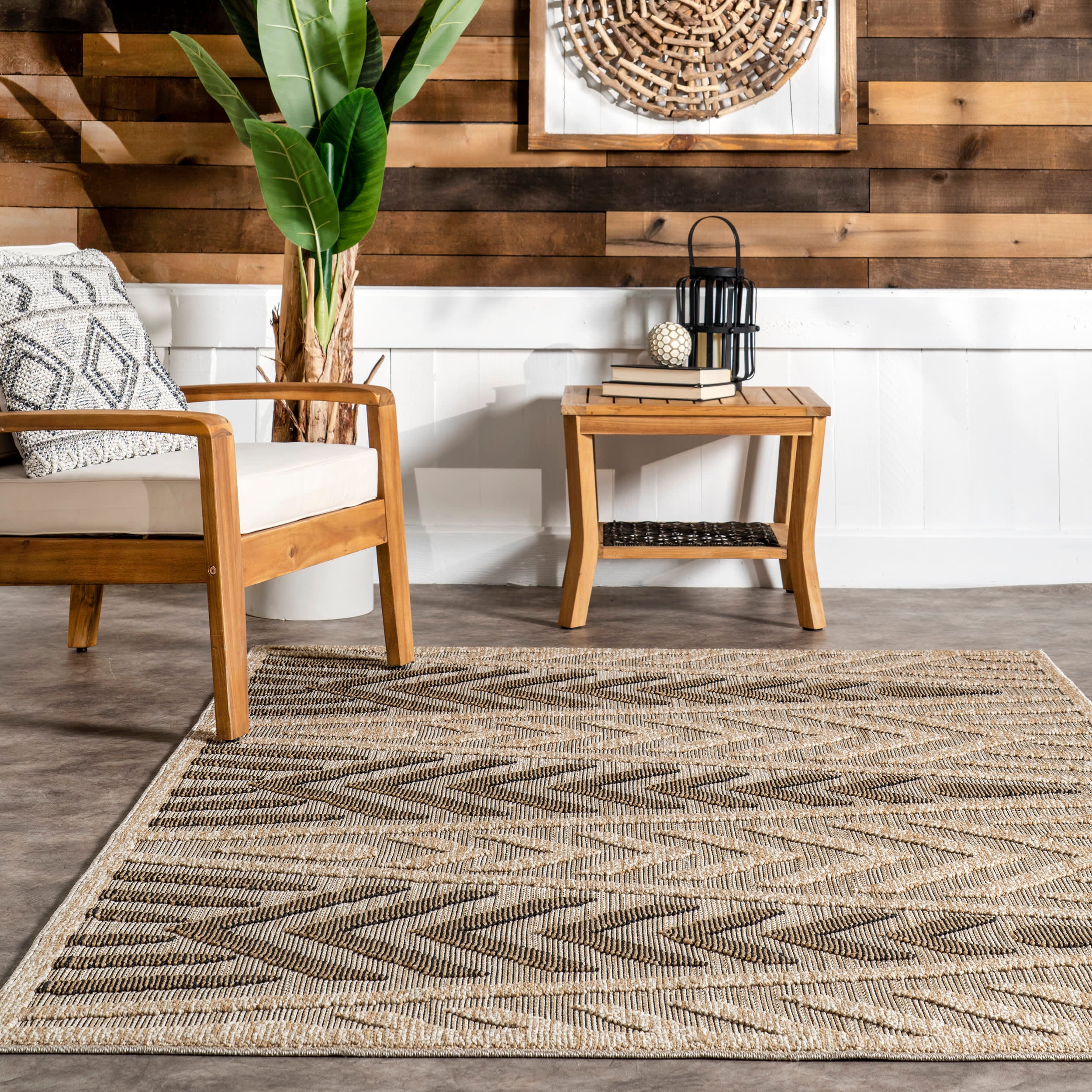Juni Indoor/Outdoor Waves Rug | Beige - Image 4