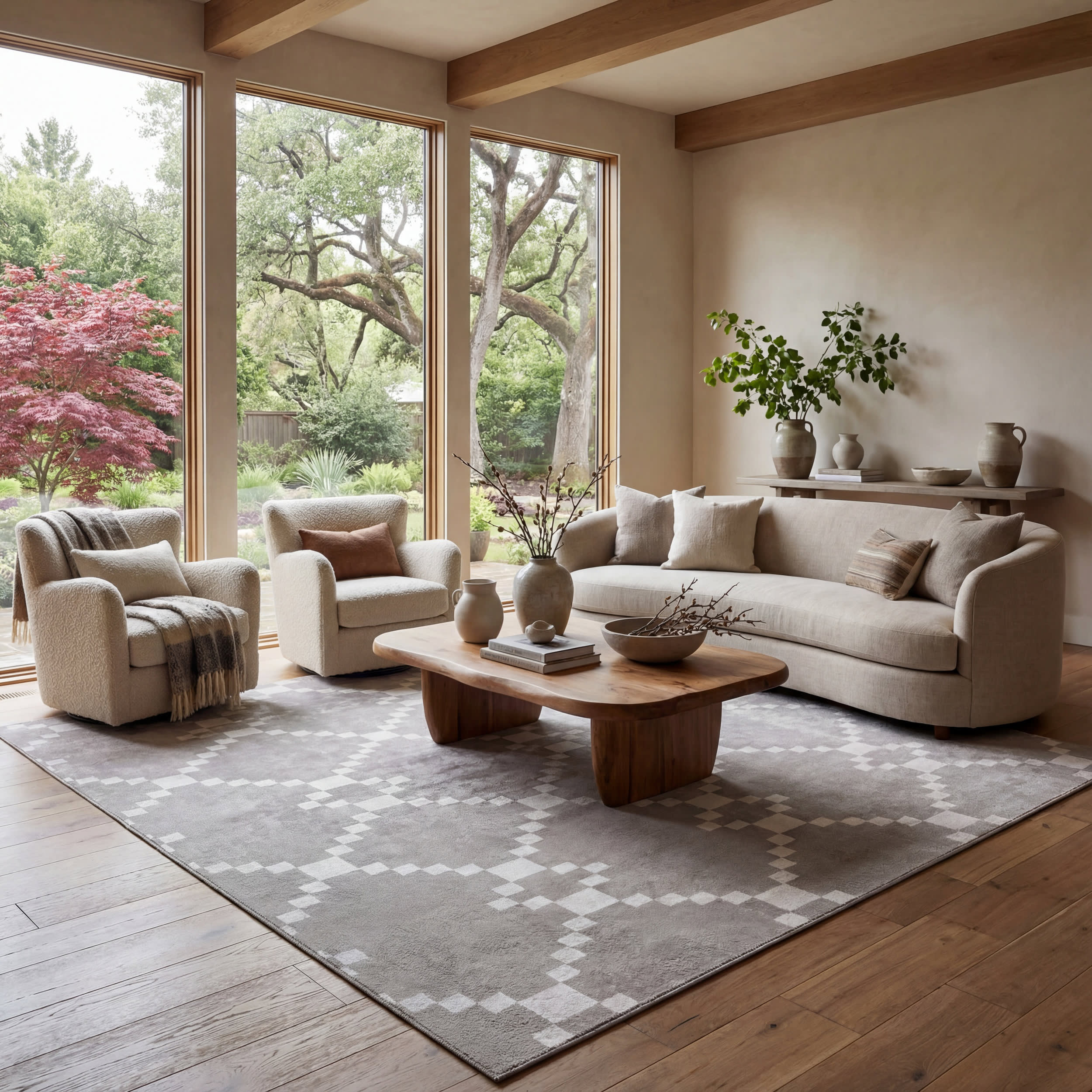 Juni Southwestern Geometric Washable Rug | Taupe - Image 2