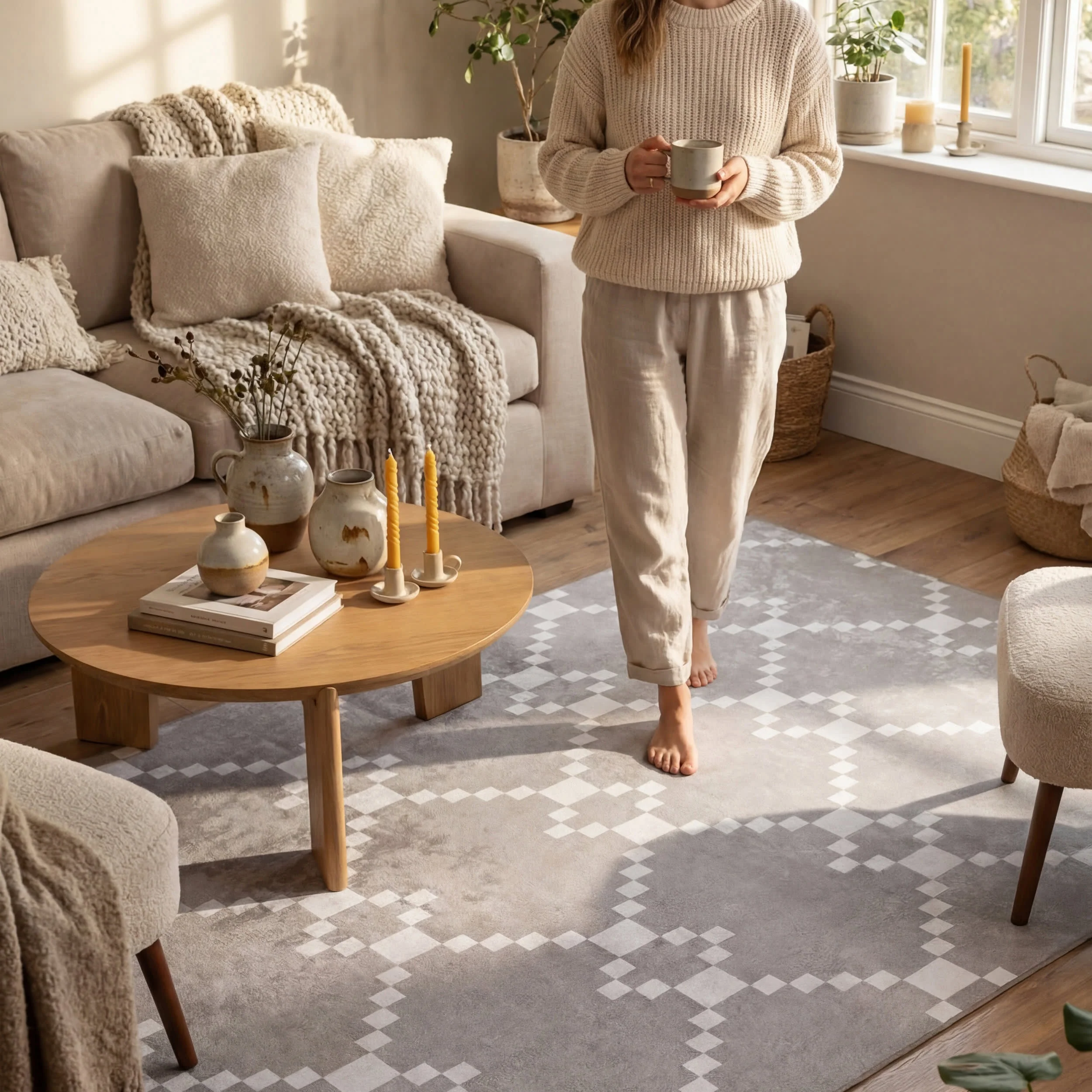 Juni Southwestern Geometric Washable Rug | Taupe - Image 9