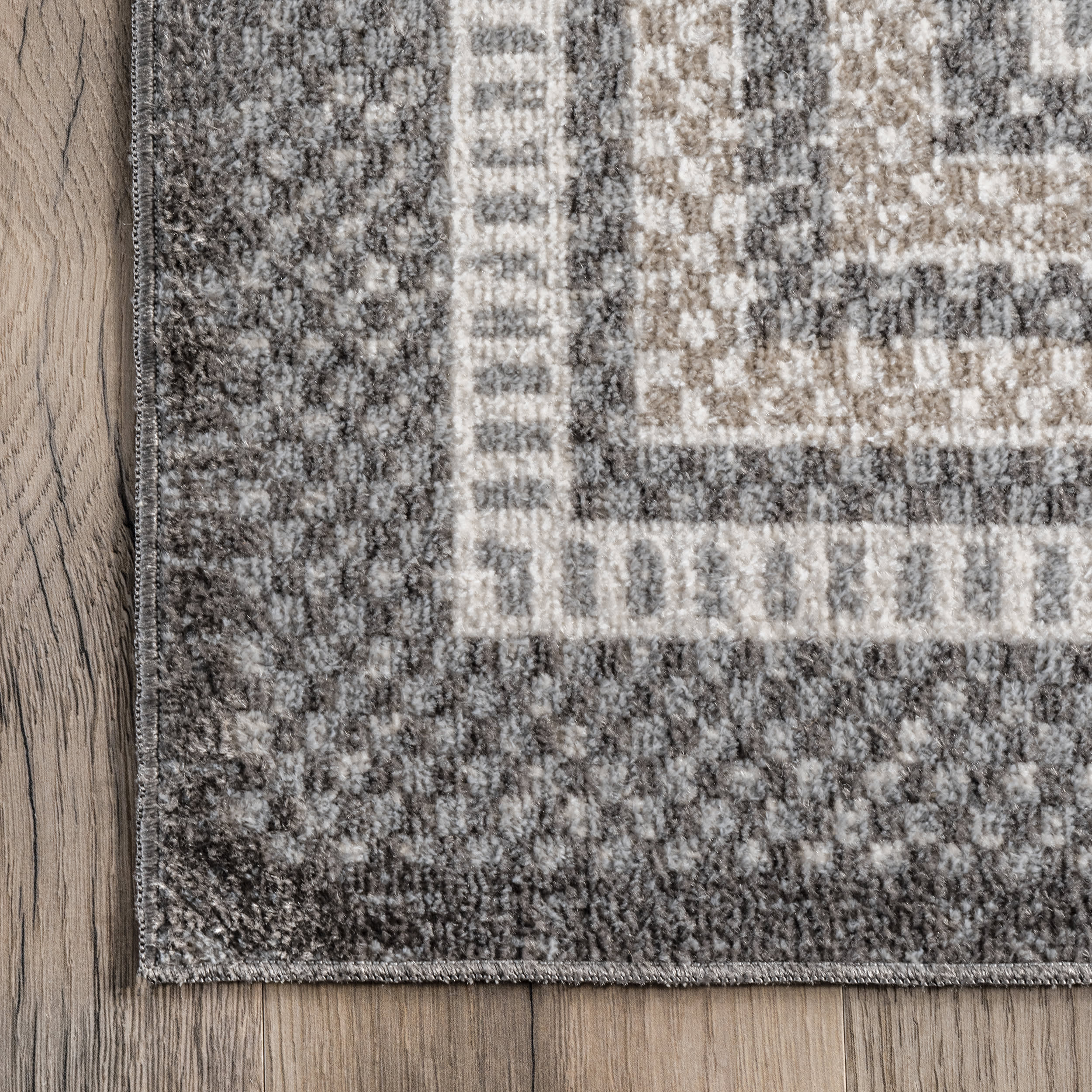 Junie Washable Bordered Rug | Grey - Image 3