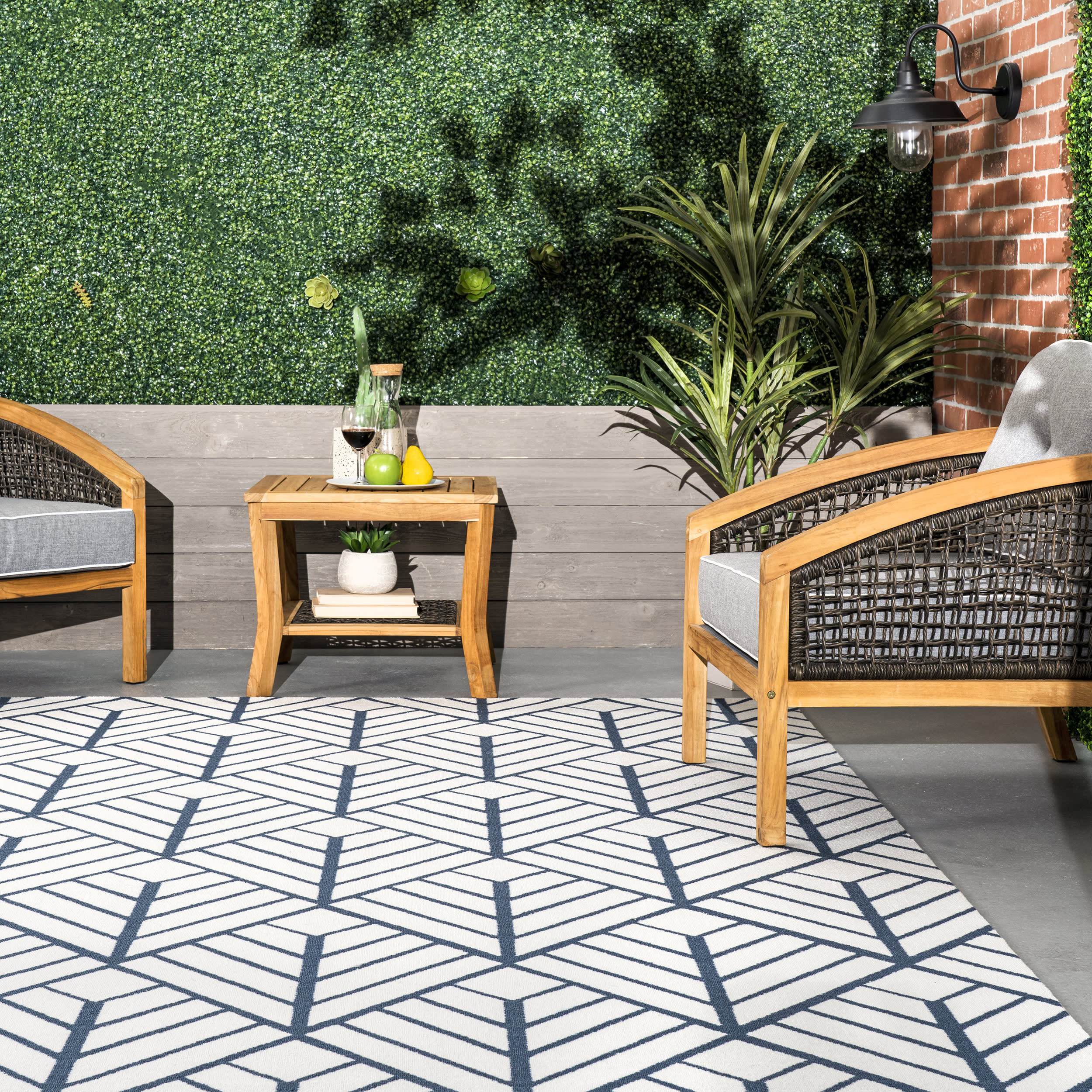 Juniper Diamond Tiles Indoor/Outdoor Rug | Blue - Image 4