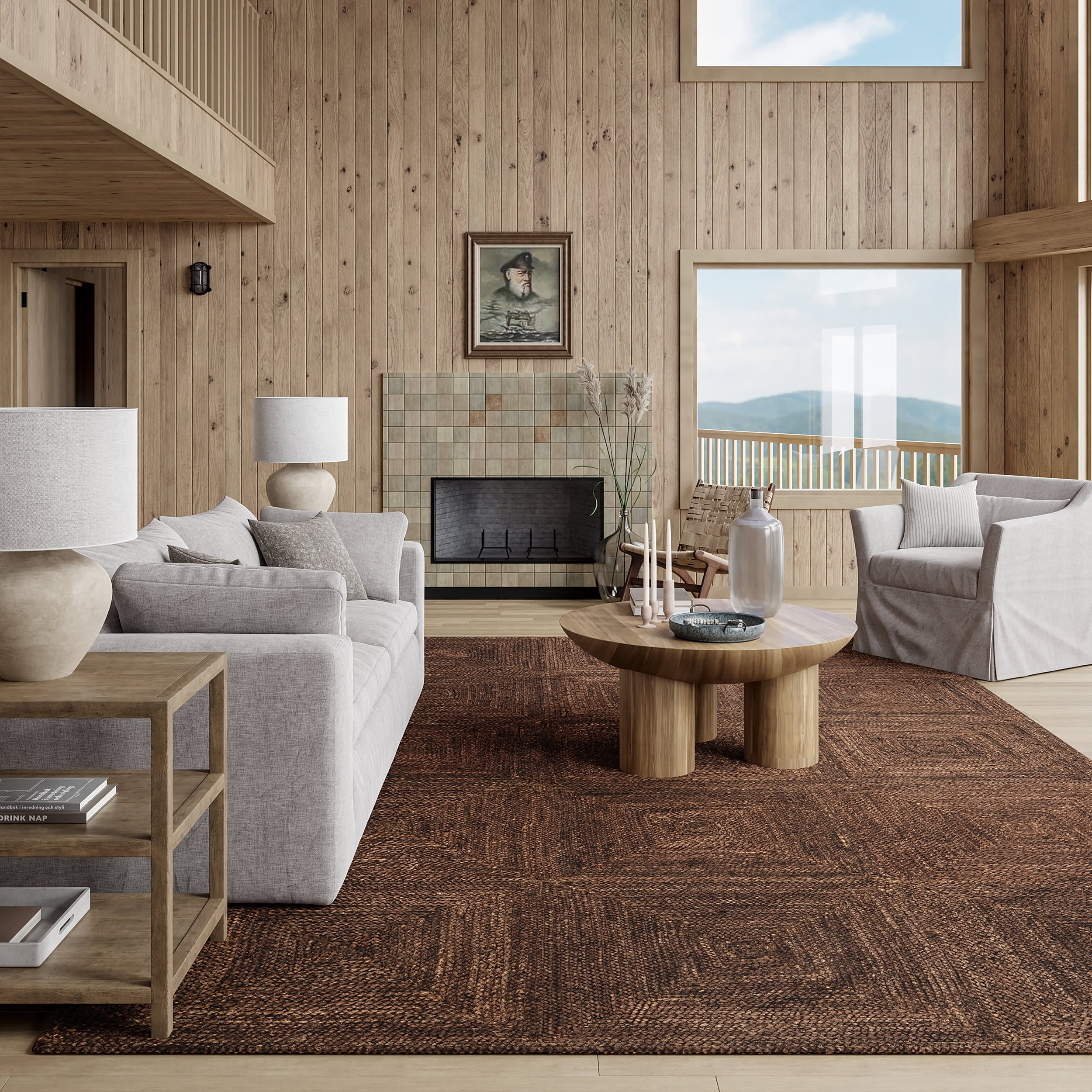 Juniper Jute Tiled Rug | Dark Brown - Image 2