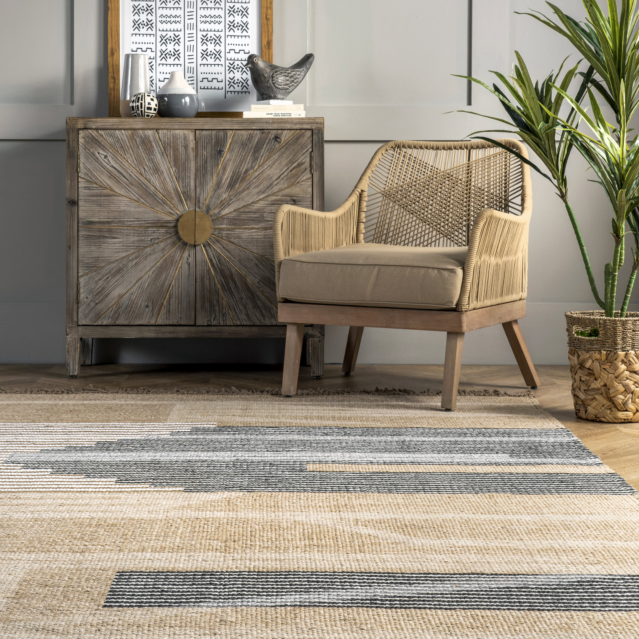 Jute Abstract Rug | Beige - Image 4