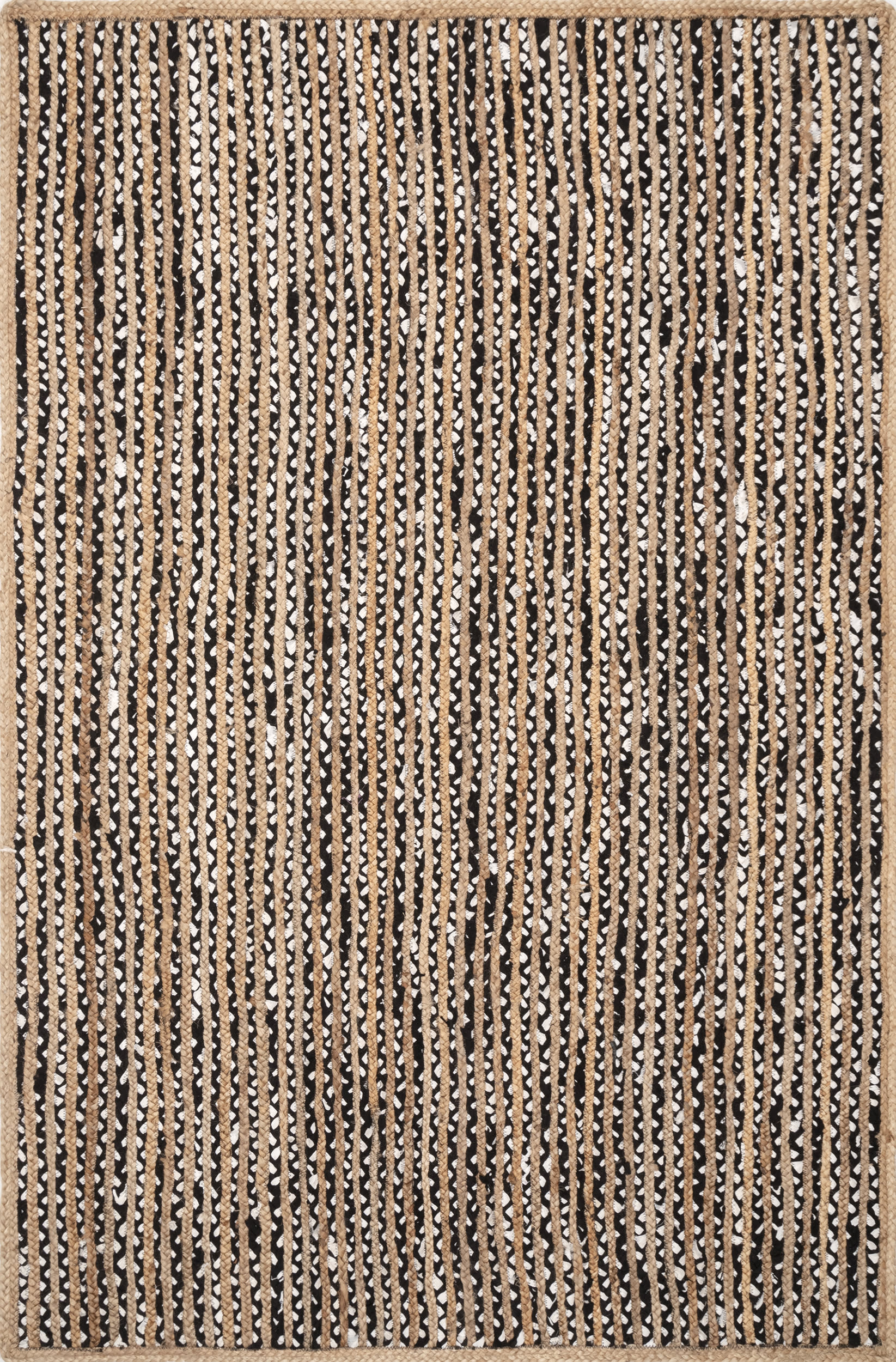 Jute and Cotton Pinstripes Rug | Black