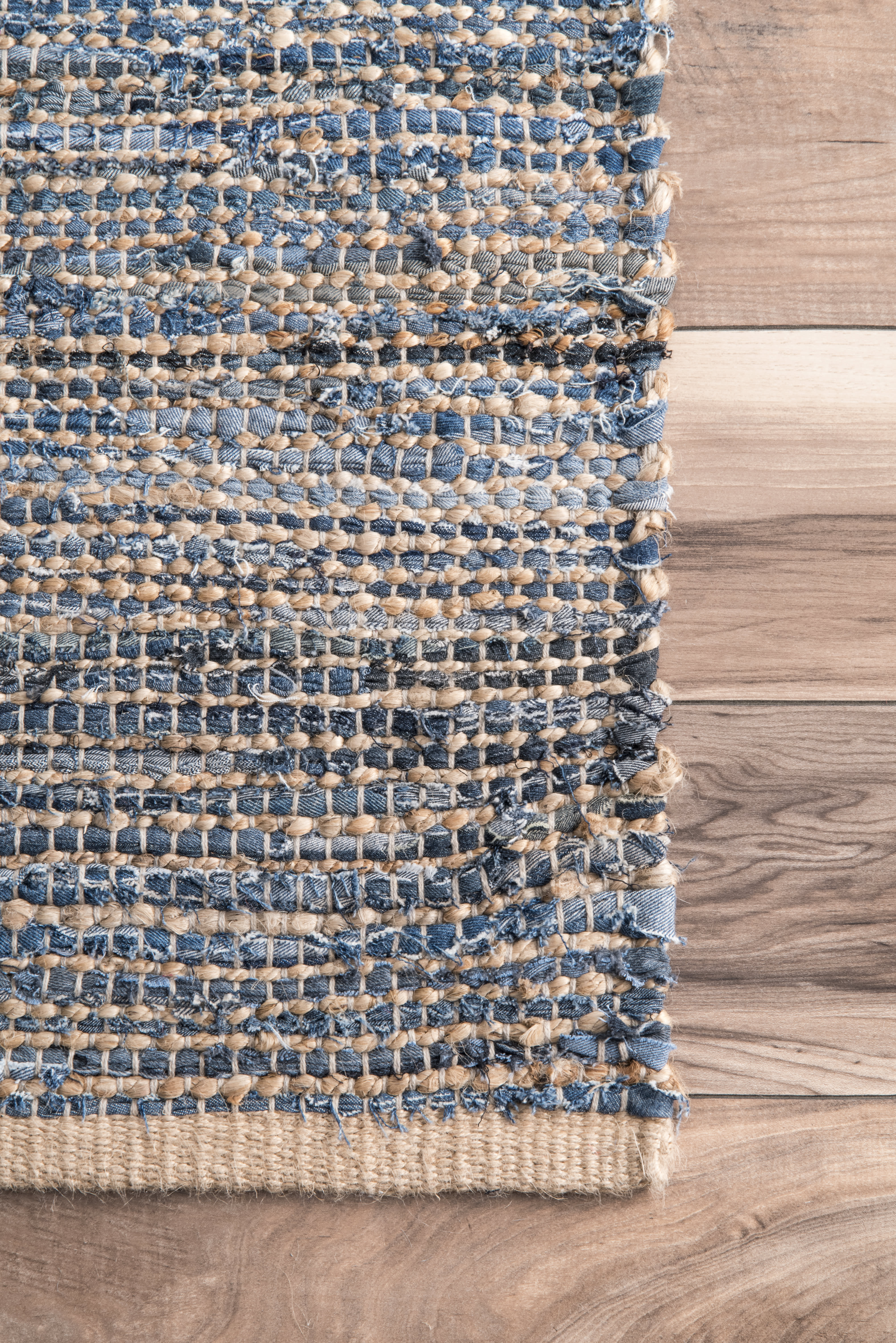 Jute And Denim Crosshatch Rug | Natural - Image 2