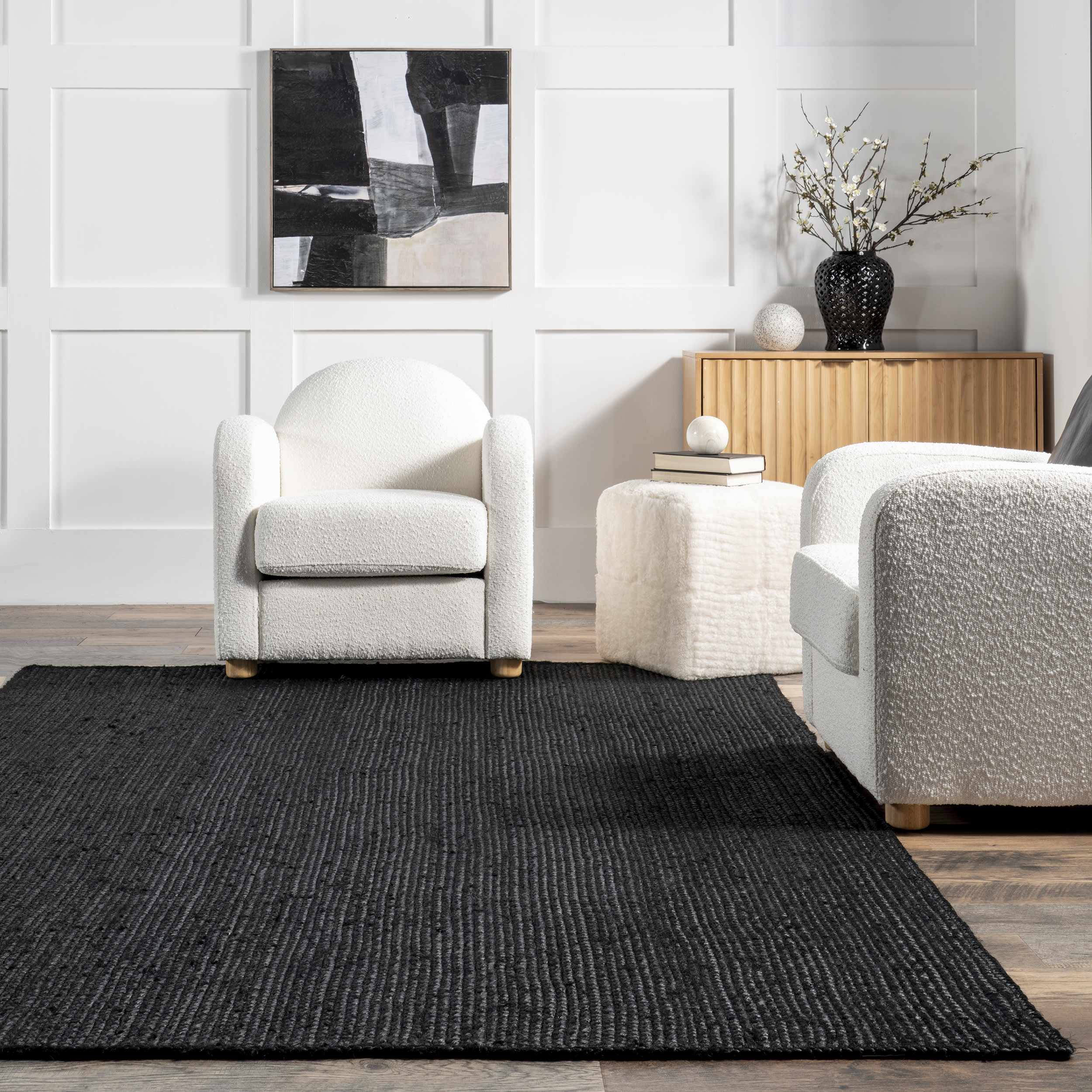 Jute Braided Rug | Black - Image 4