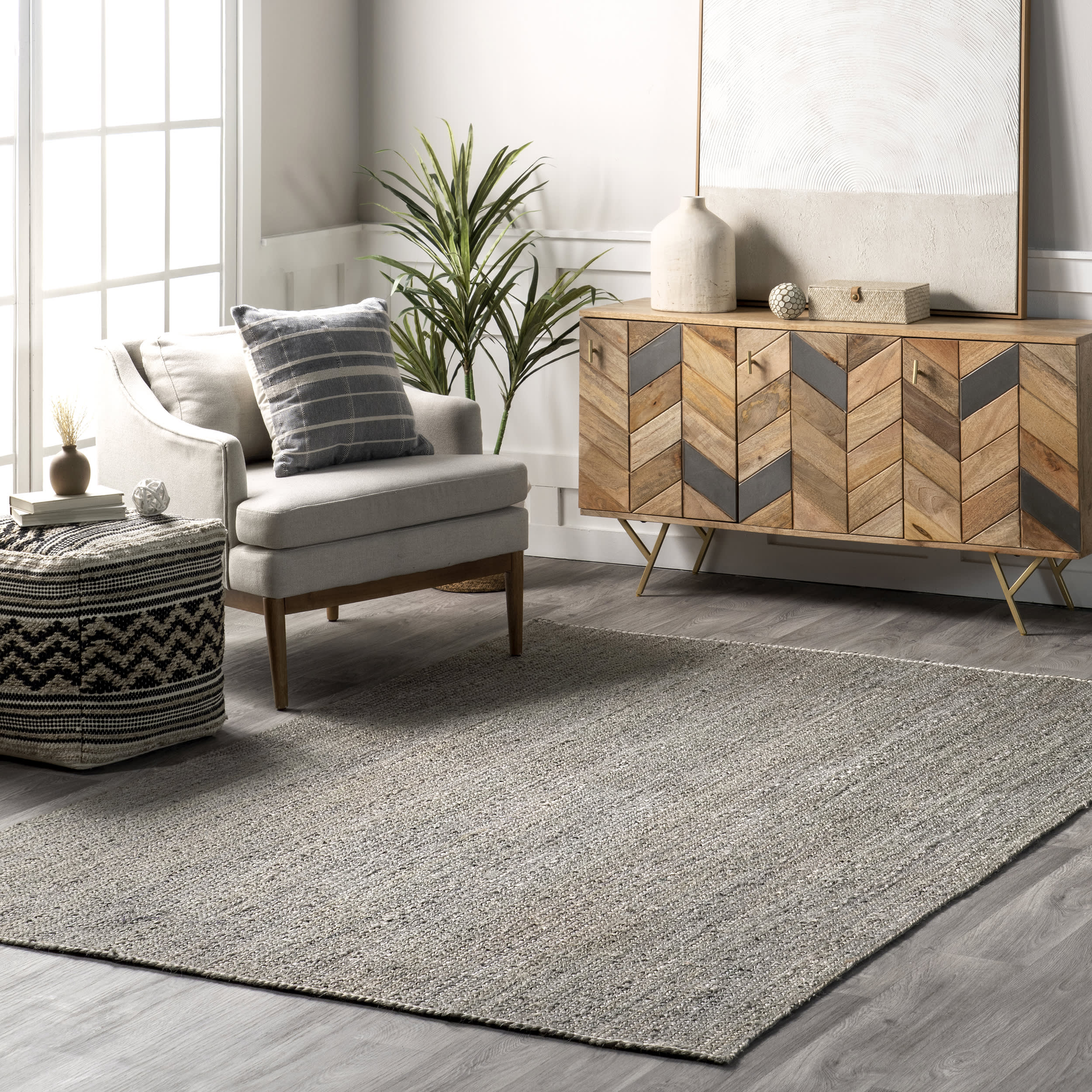 Jute Braided Rug | Grey - Image 2