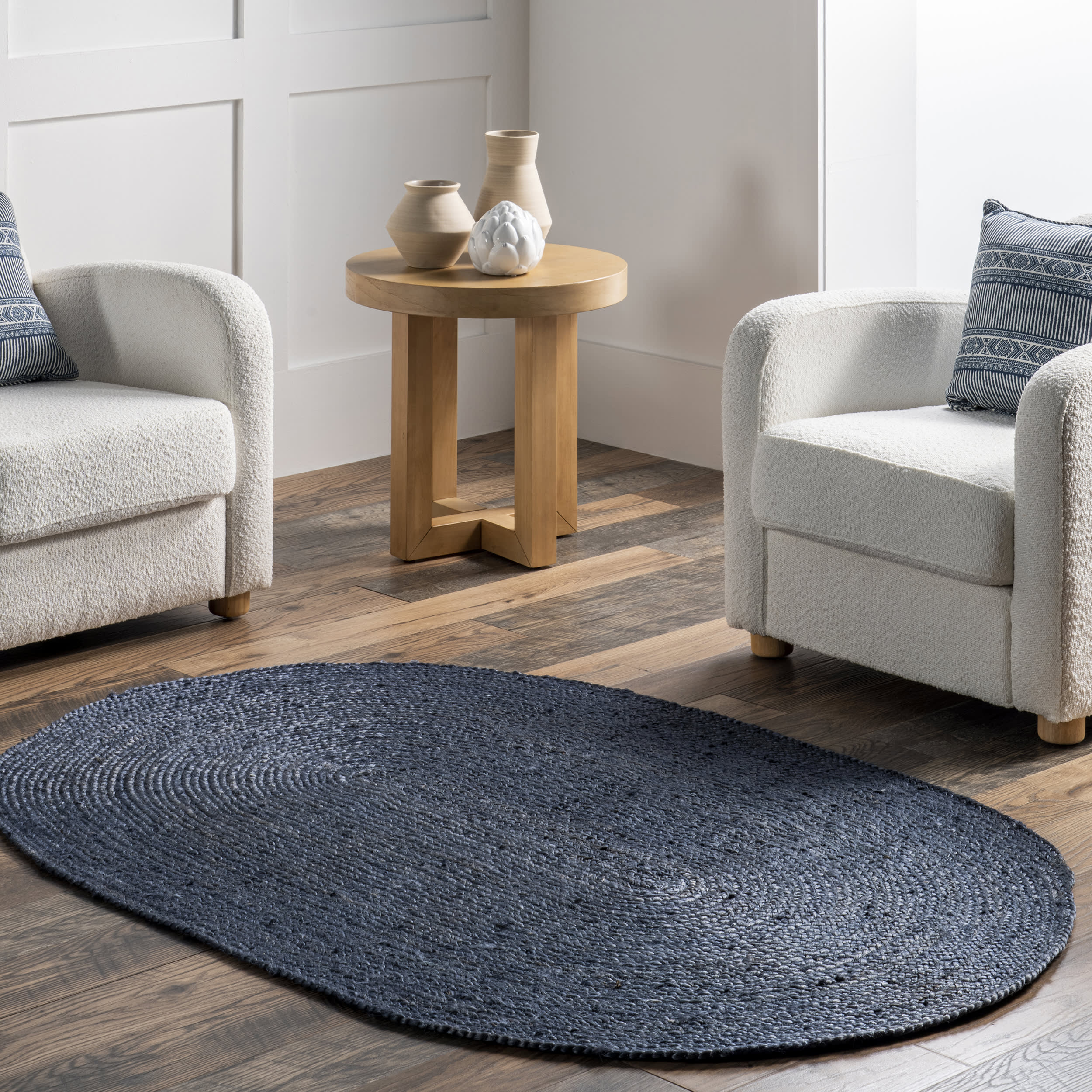 Jute Braided Rug | Navy - Image 2