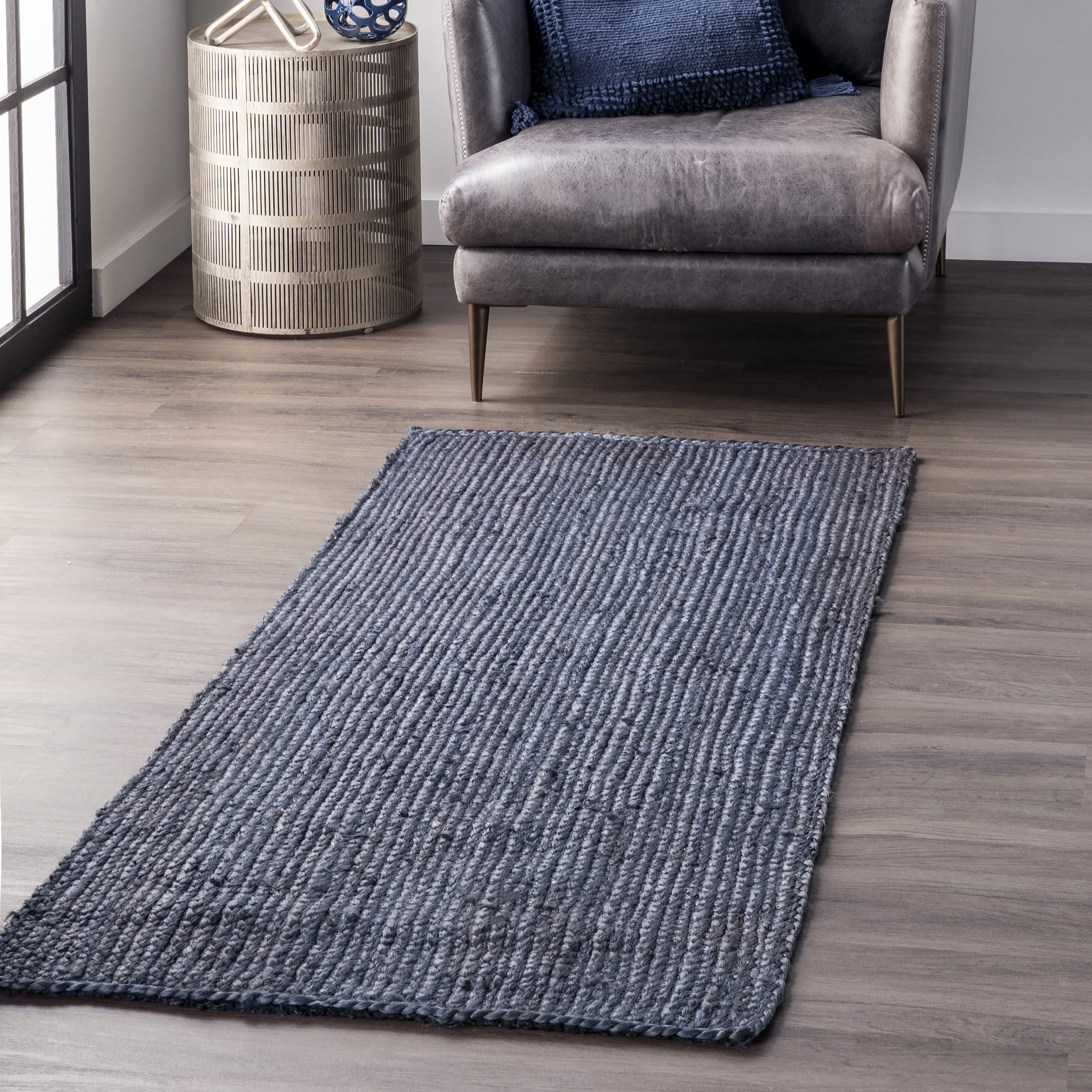 Jute Braided Rug | Navy - Image 2