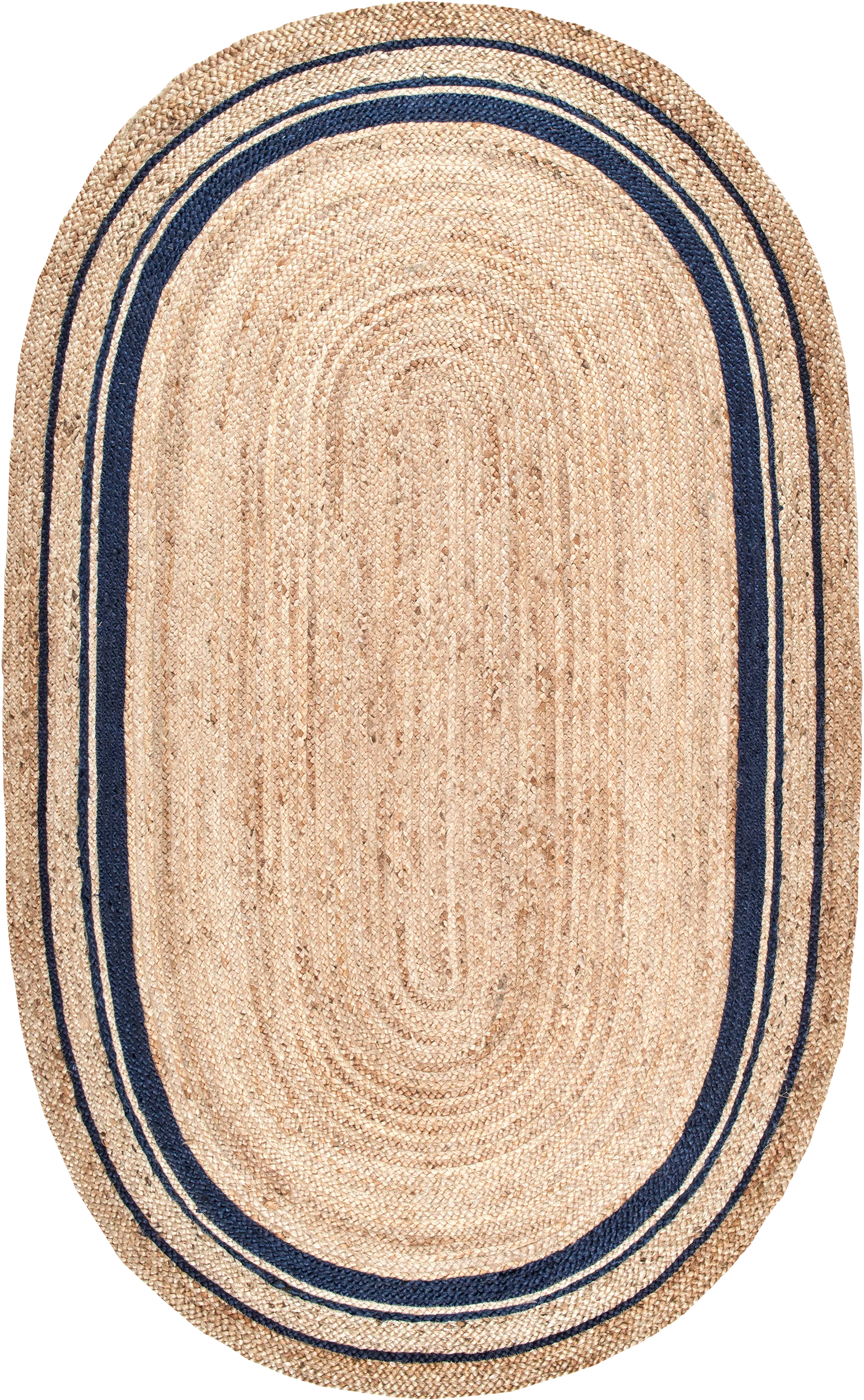 Jute Braided Saturn Border Rug | Navy