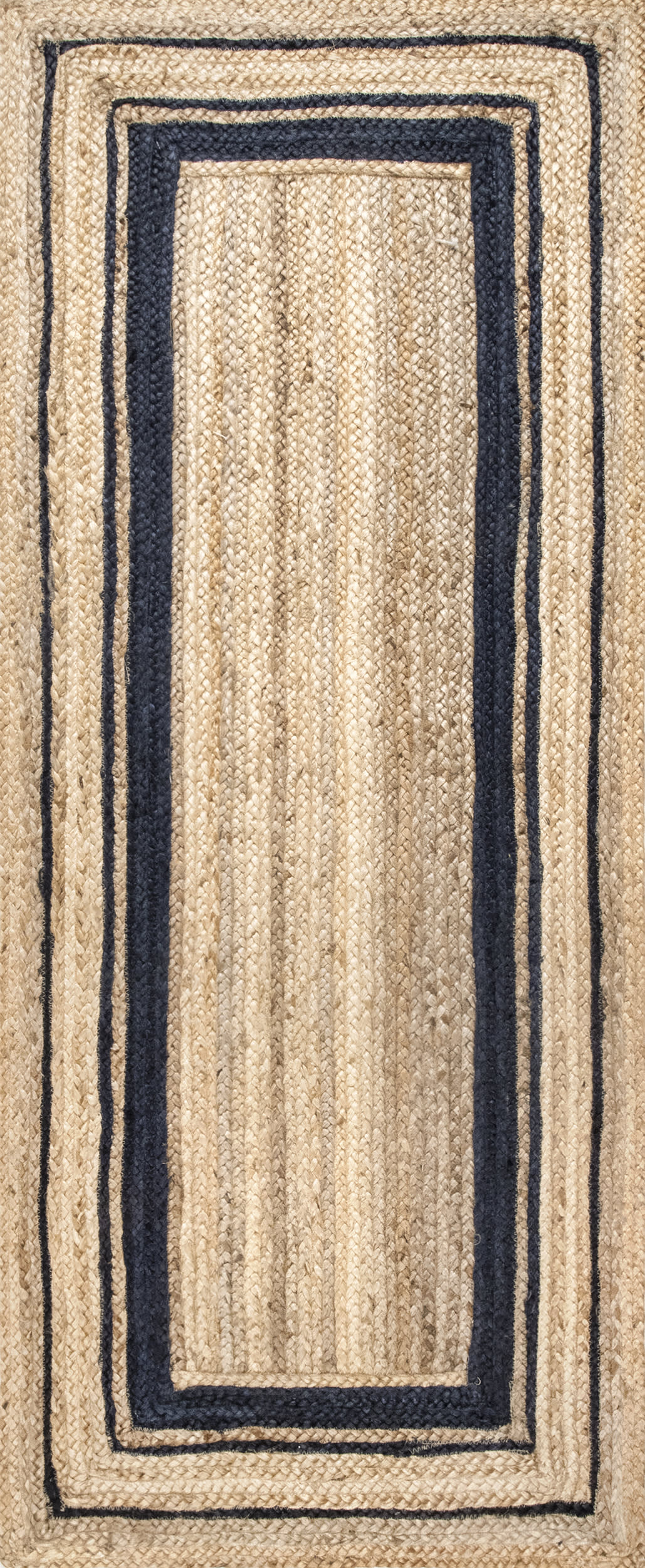 Jute Braided Saturn Border Rug | Navy