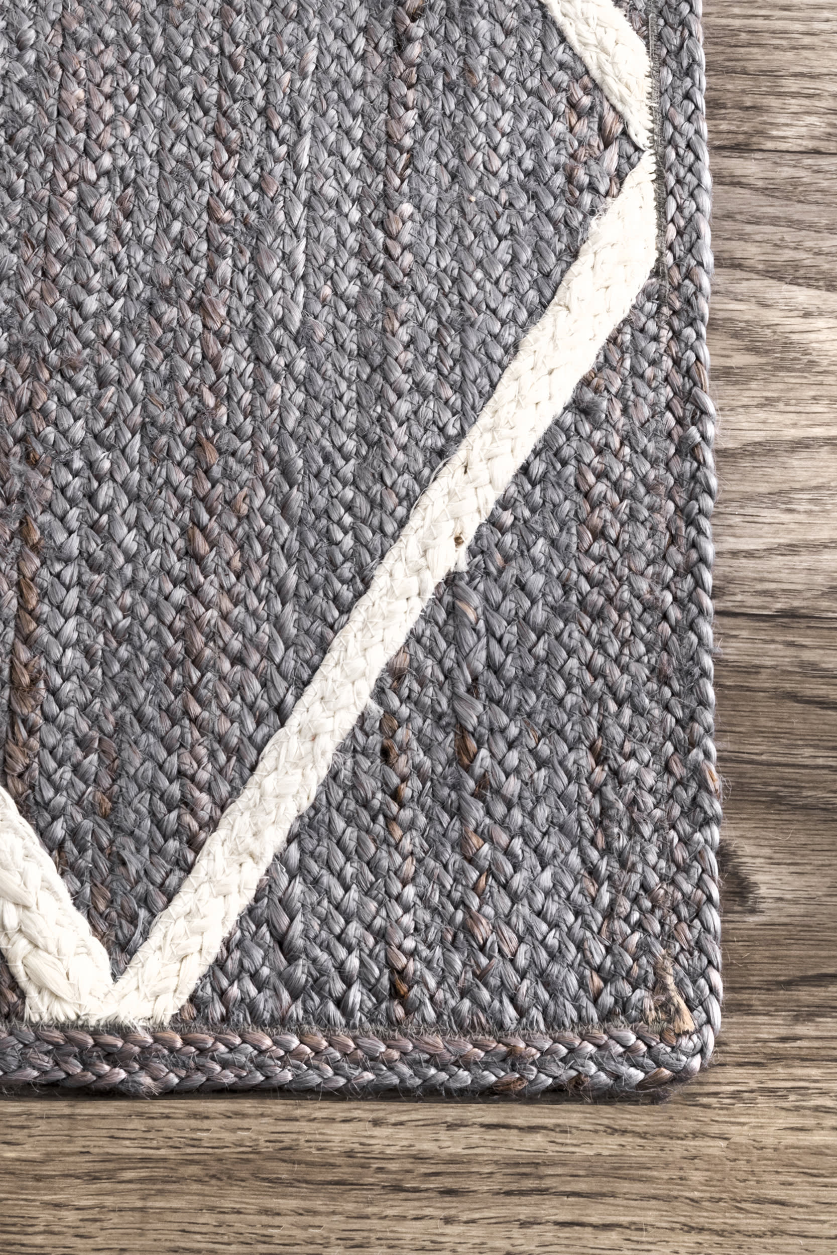 Jute Braided Trellis Rug | Grey - Image 3