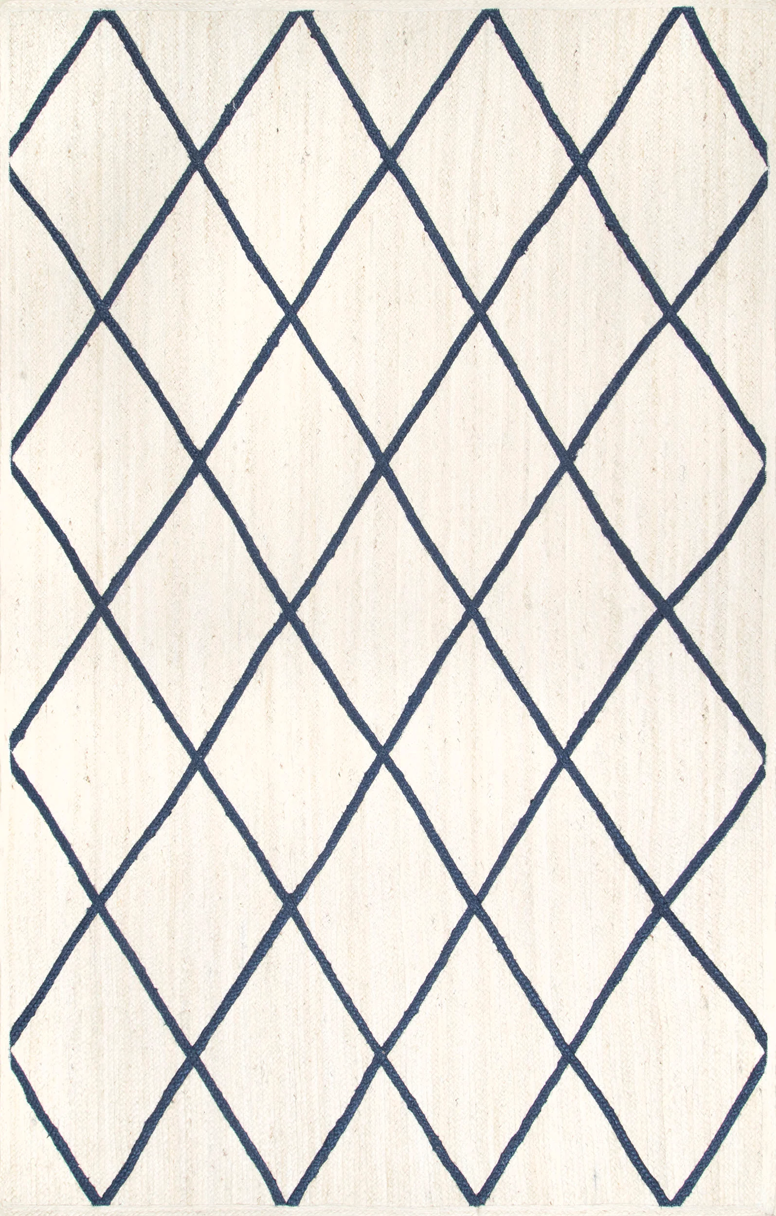 Jute Braided Trellis Rug | White