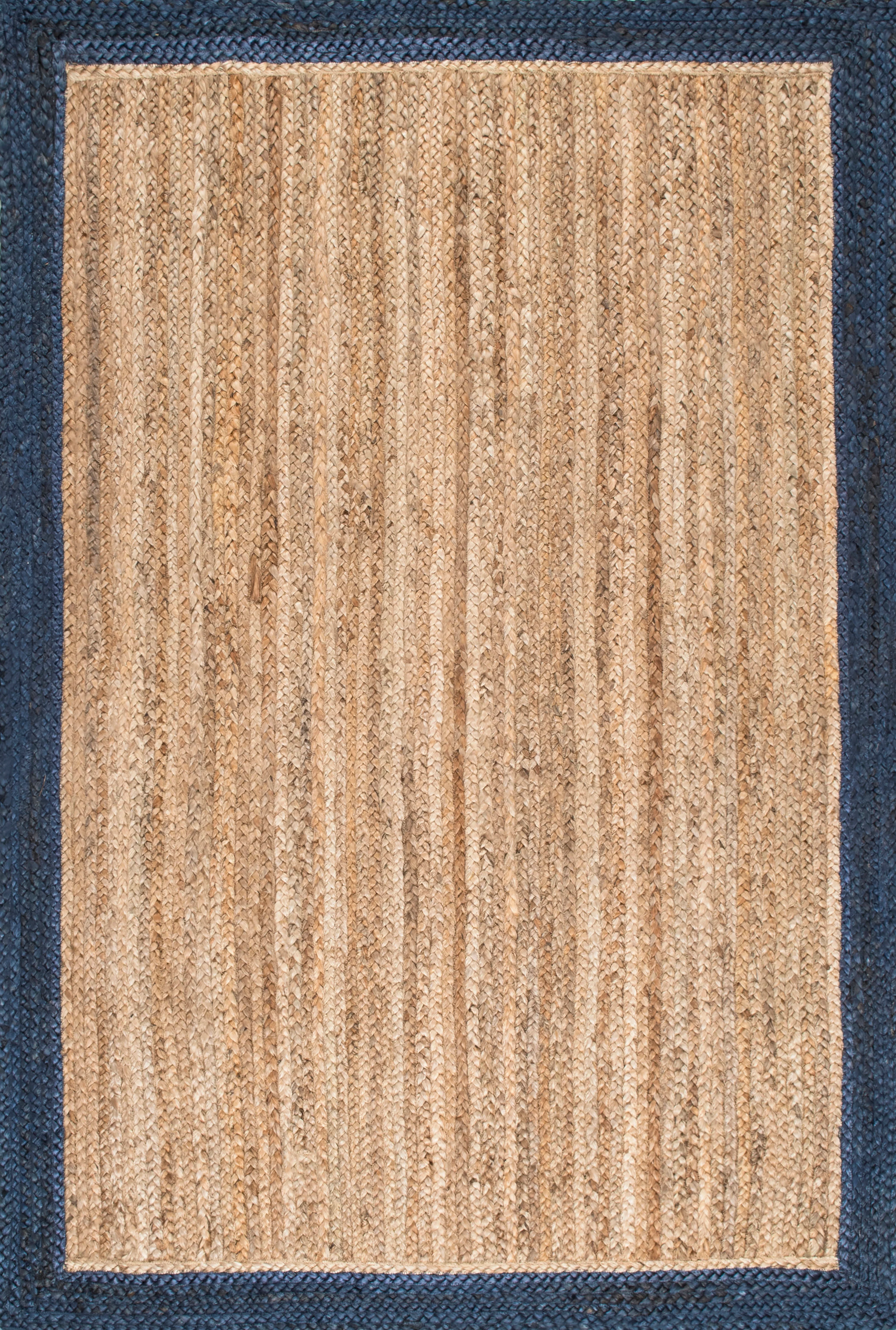 Jute Simple Border Rug | Dark Blue