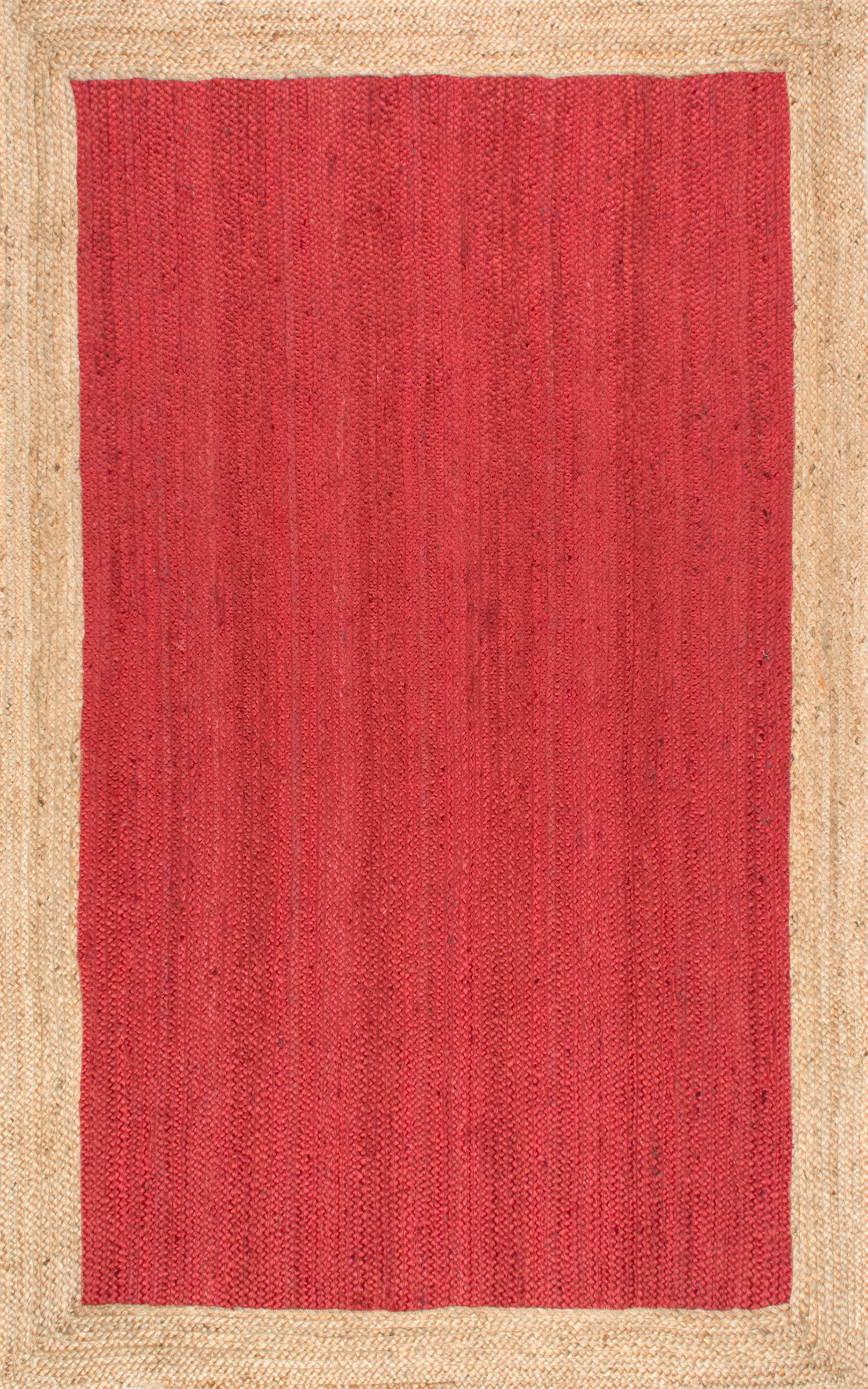 Jute Simple Border Rug | Red