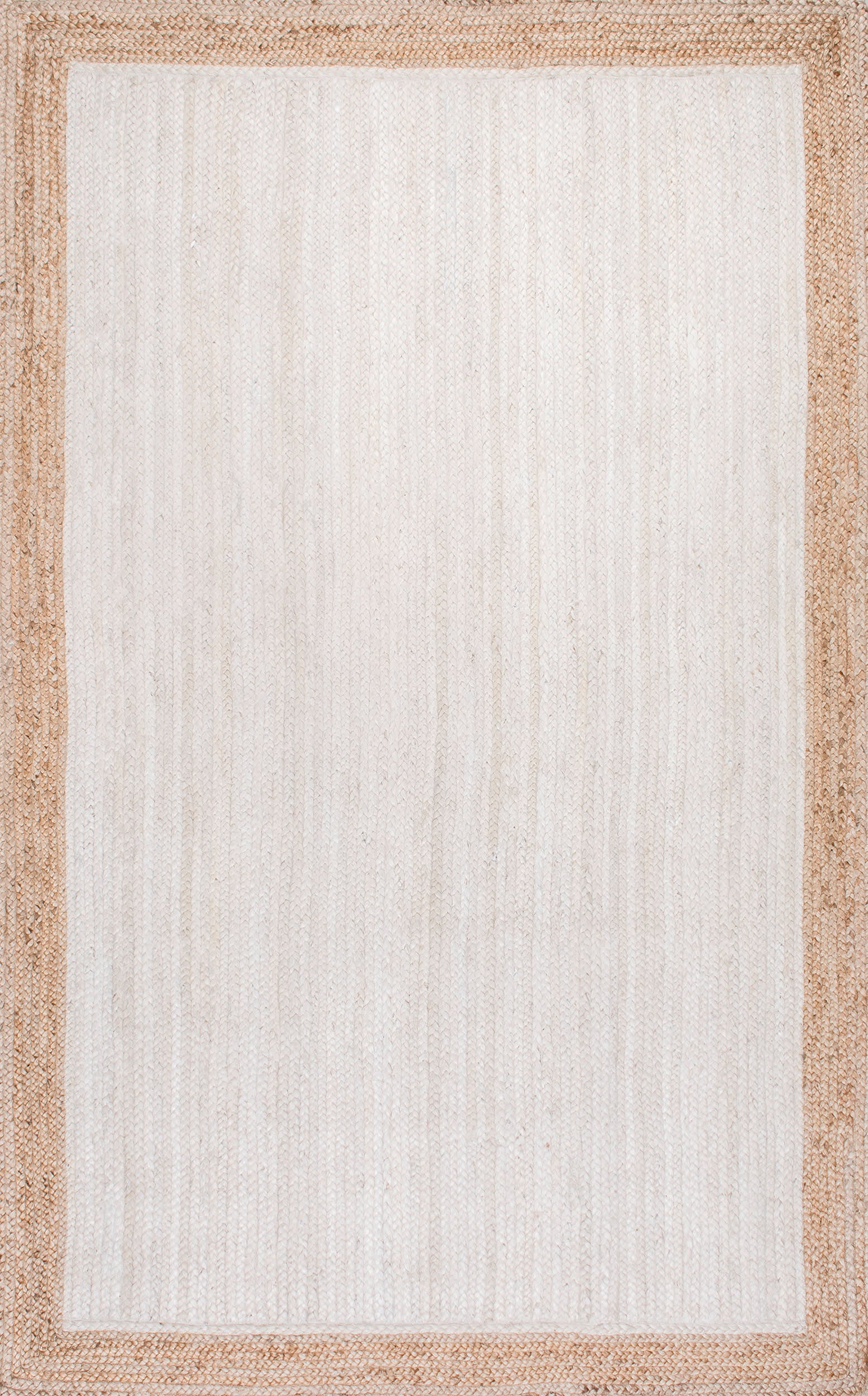 Jute Simple Border Rug | White