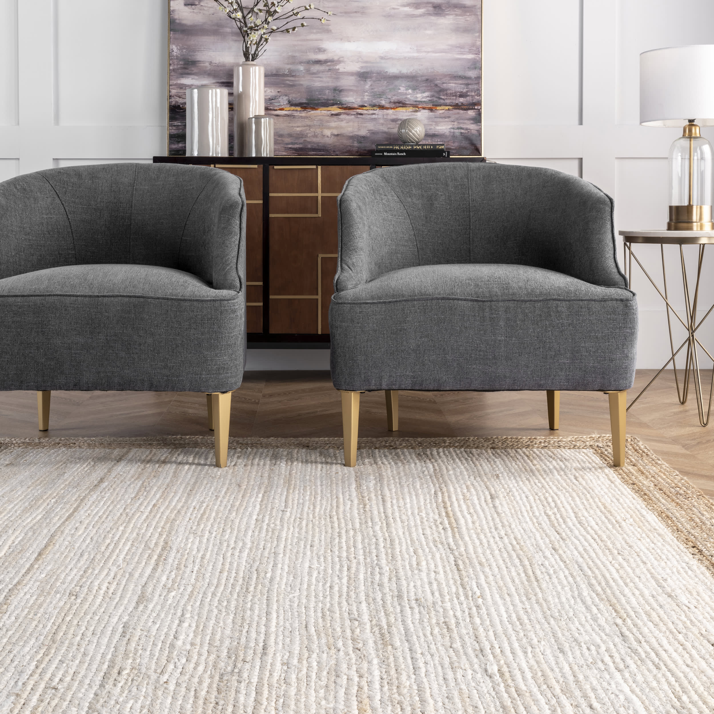 Jute Simple Border Rug | White - Image 4