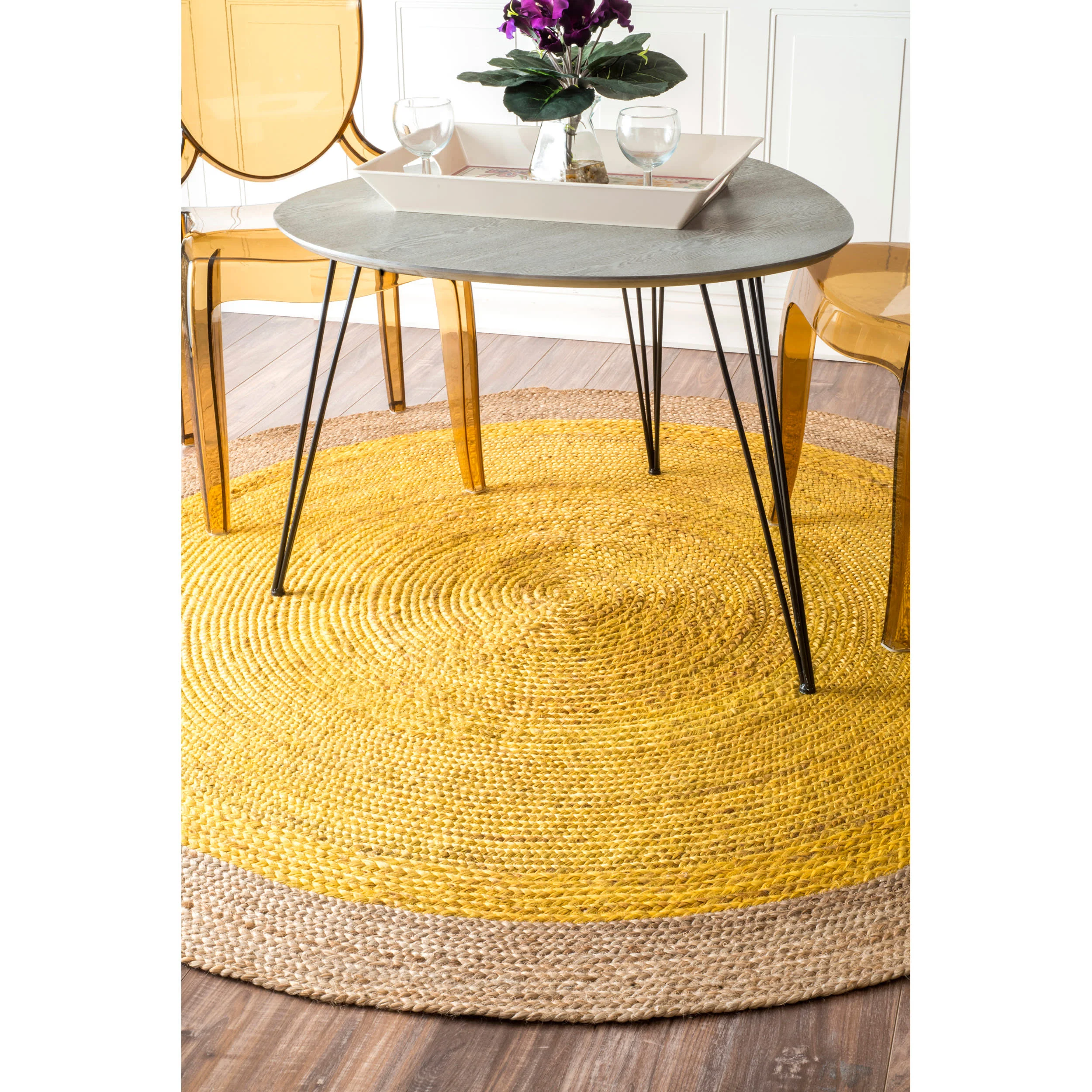 Jute Simple Border Rug | Yellow - Image 2