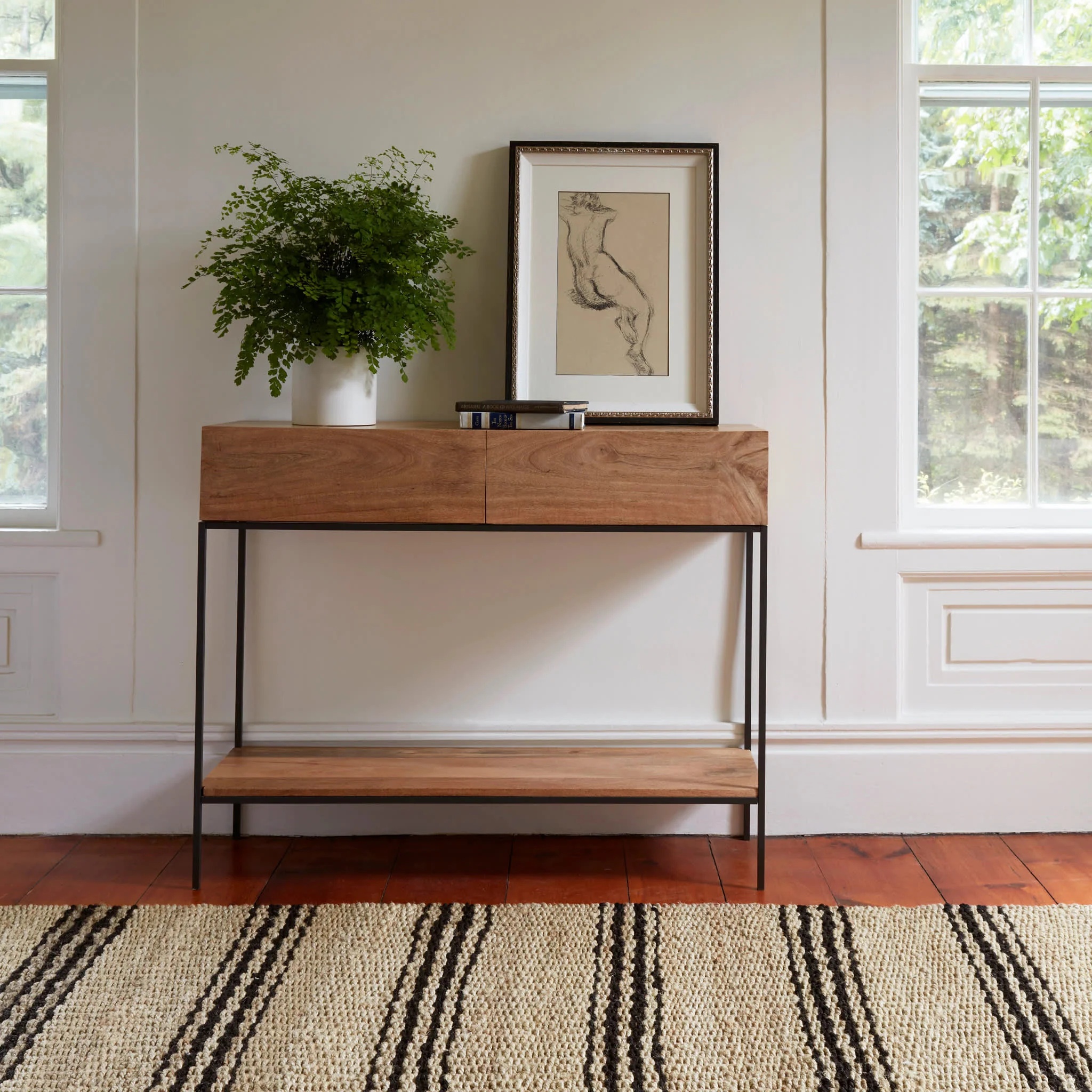 Jute Ticking Handwoven Jute Rug | Black - Image 2