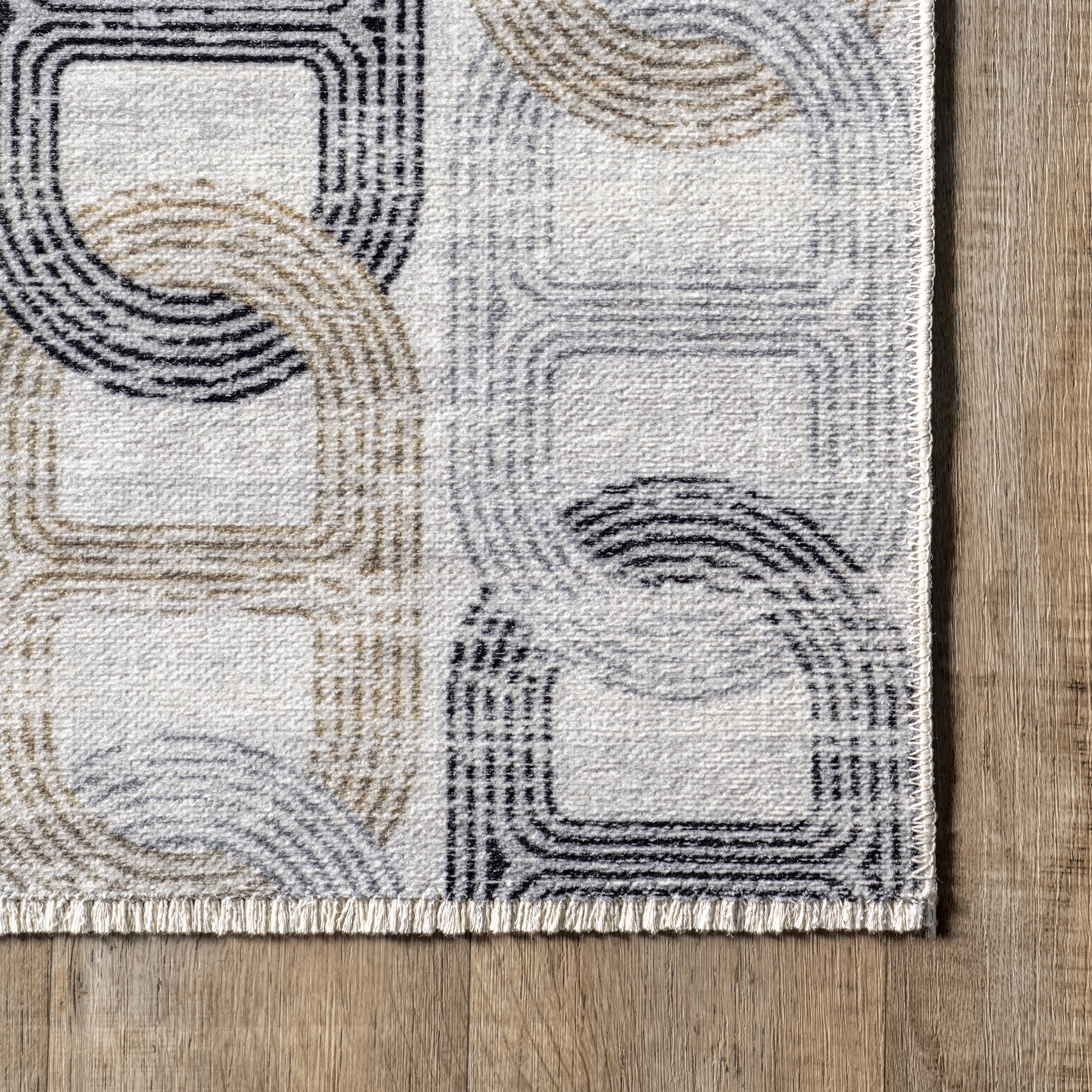 Kadenza Washable Chain-Link Rug | Beige - Image 3