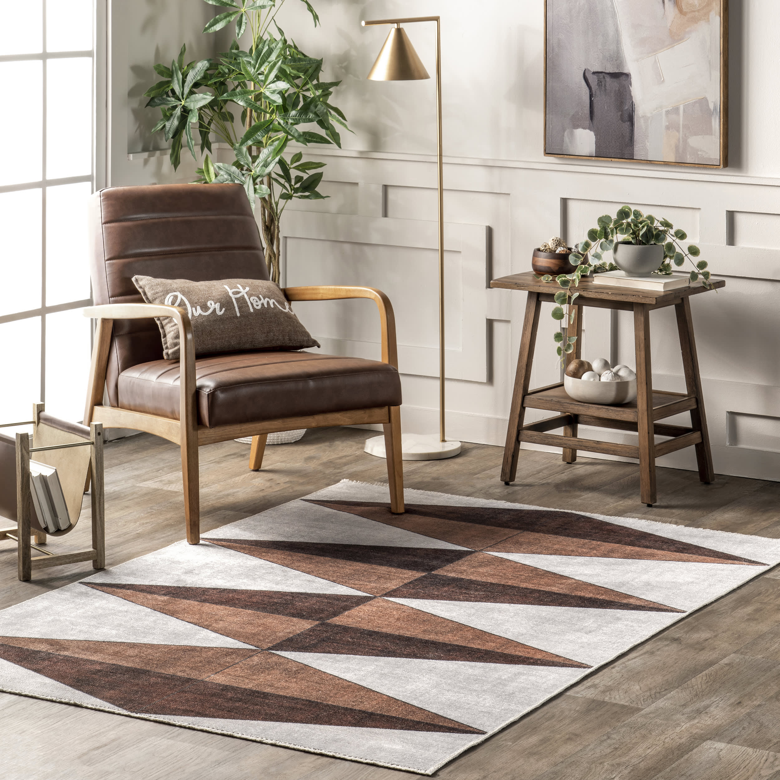 Kadie Washable Diamonds Rug | Brown - Image 2