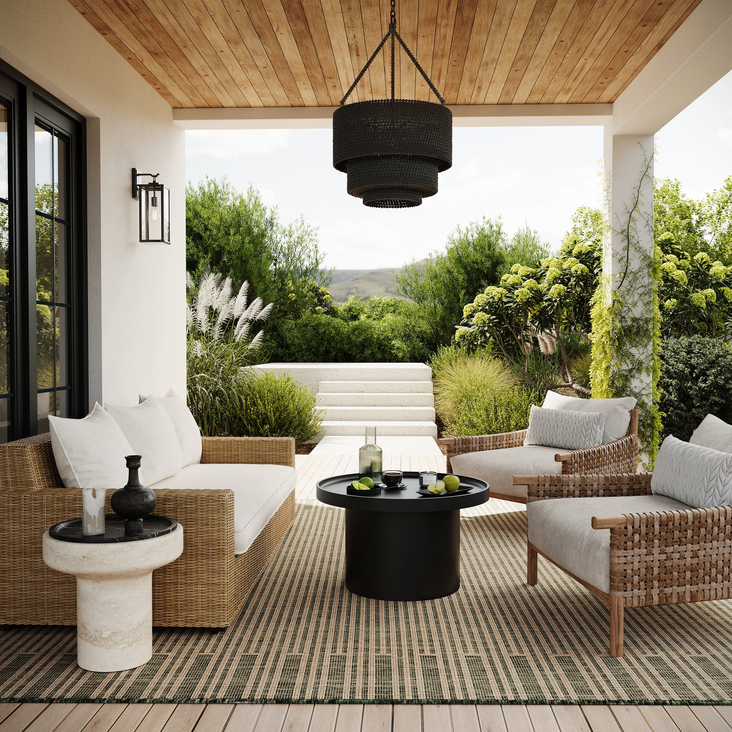 Kaelis Striped Indoor/Outdoor Rug | Green - Image 2