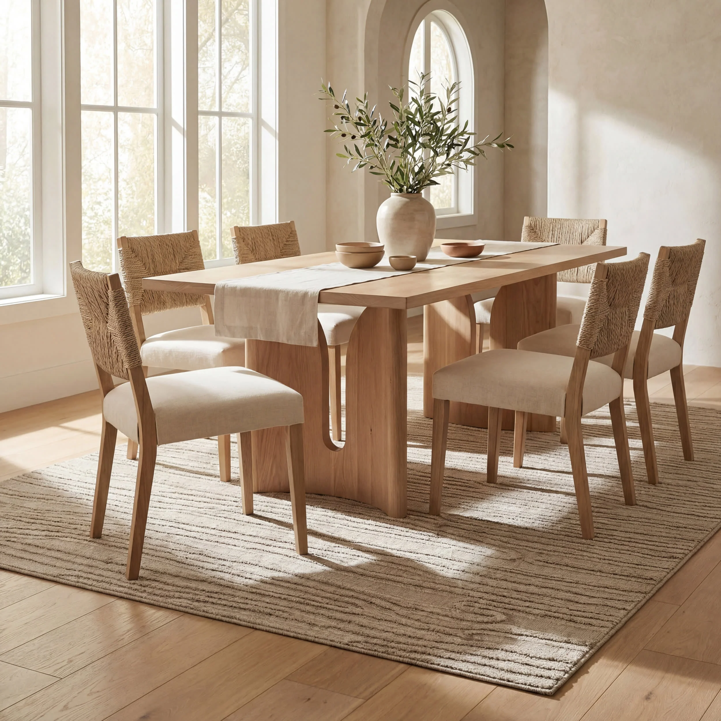 Kahina Abstract Bohemian Hand Tufted Wool Rug | Beige - Image 7