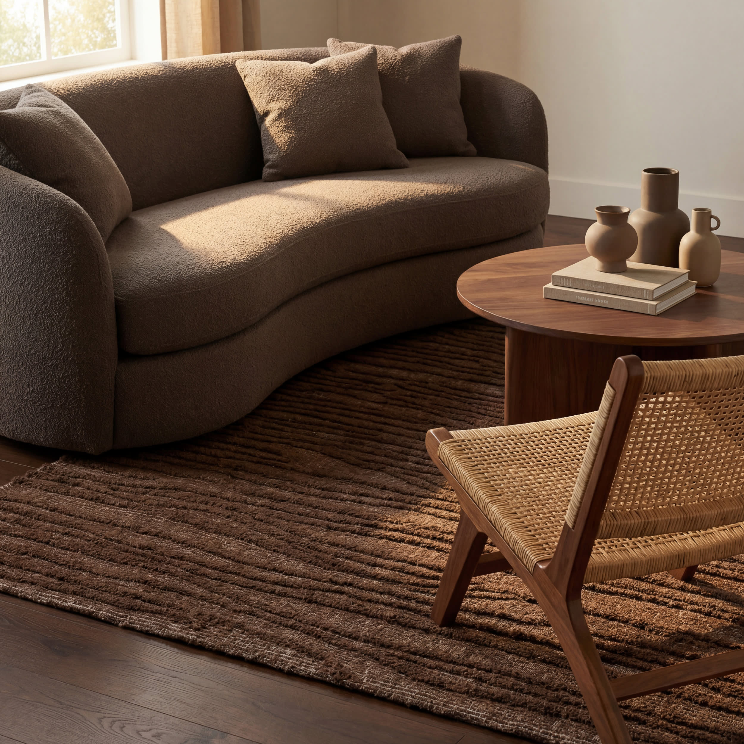 Kahina Abstract Bohemian Hand Tufted Wool Rug | Brown - Image 5