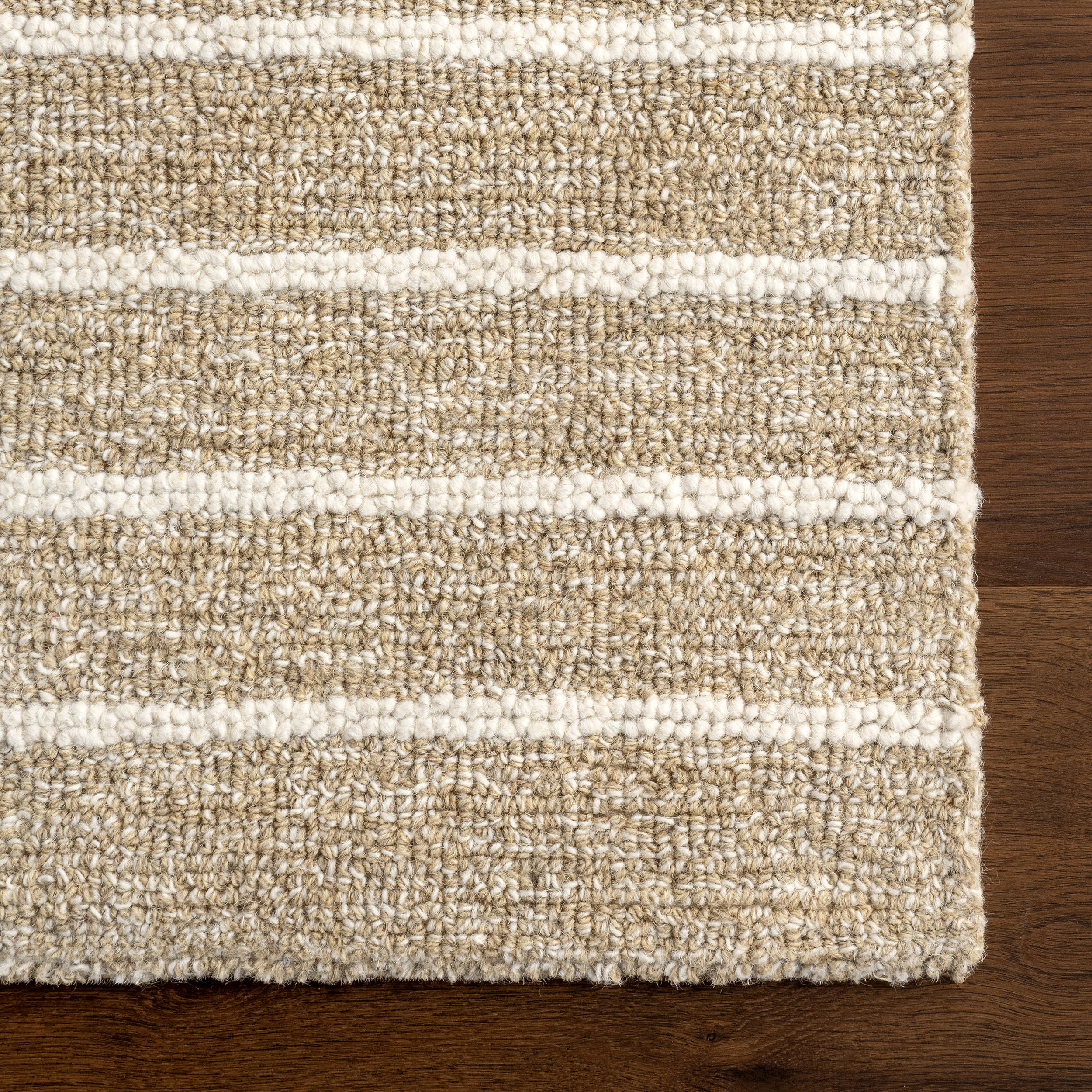 Kahlani Striped Checker Rug | Beige - Image 4