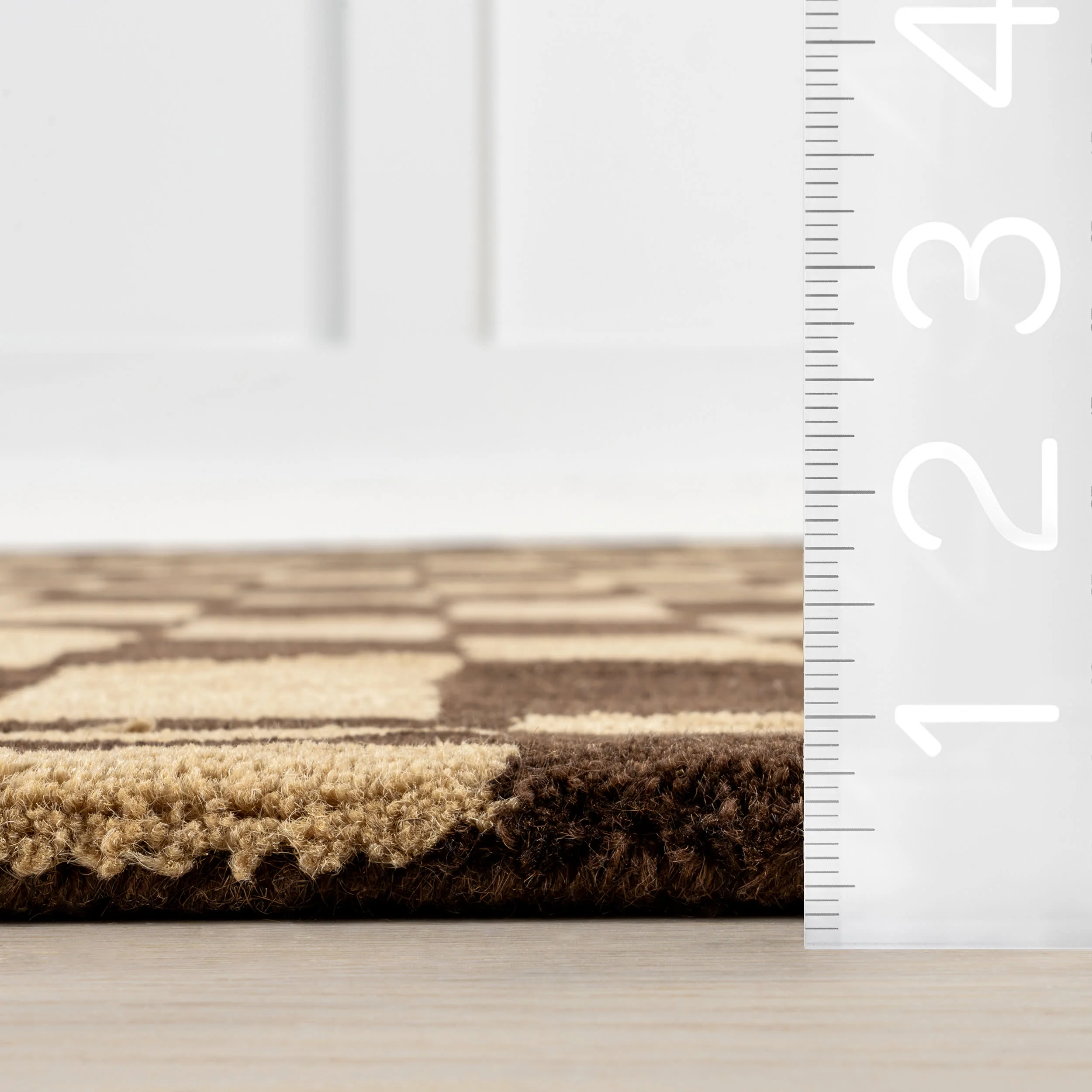 Kai Checkerboard Wool Rug | Dark Brown - Image 5