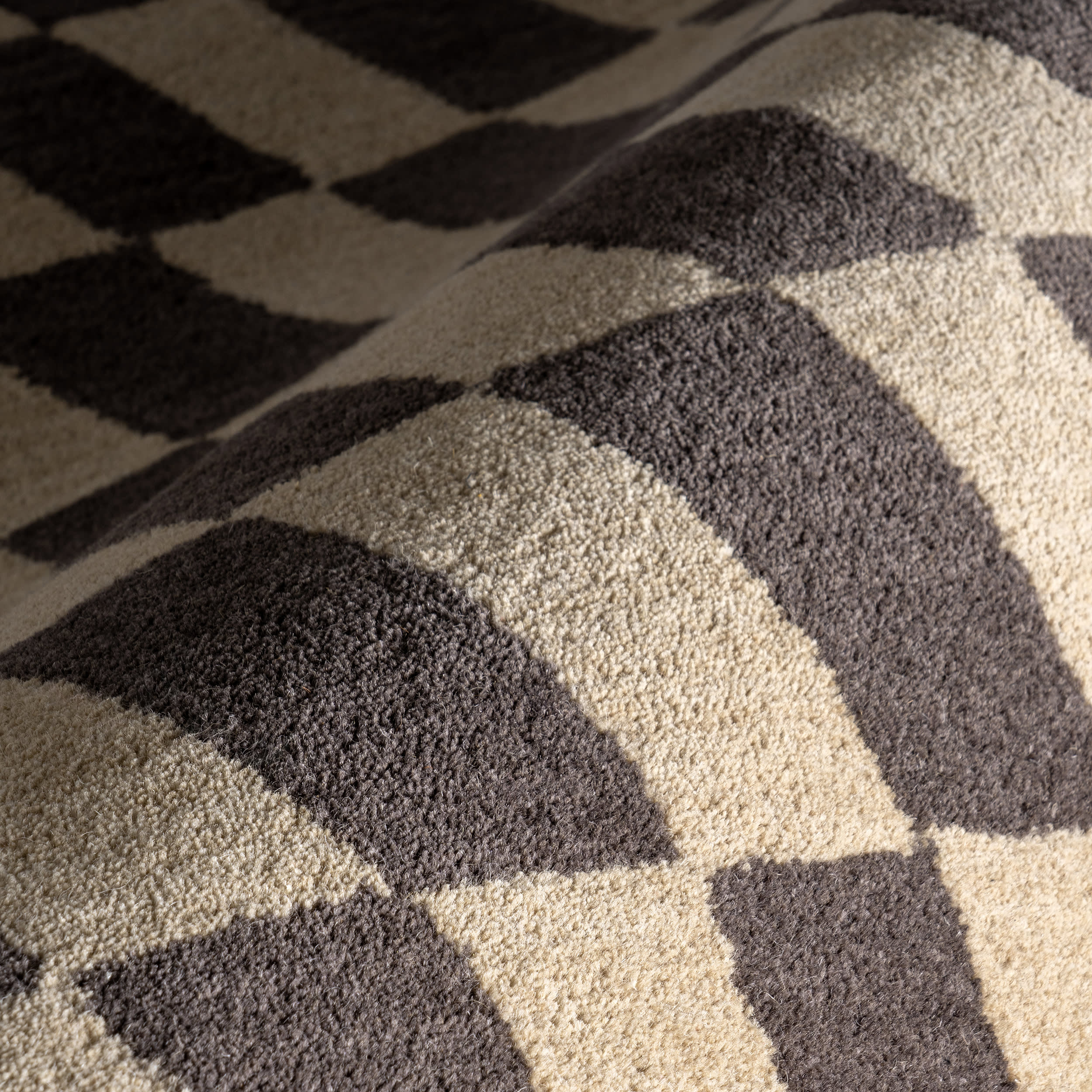 Kai Checkerboard Wool Rug | Grey - Image 3