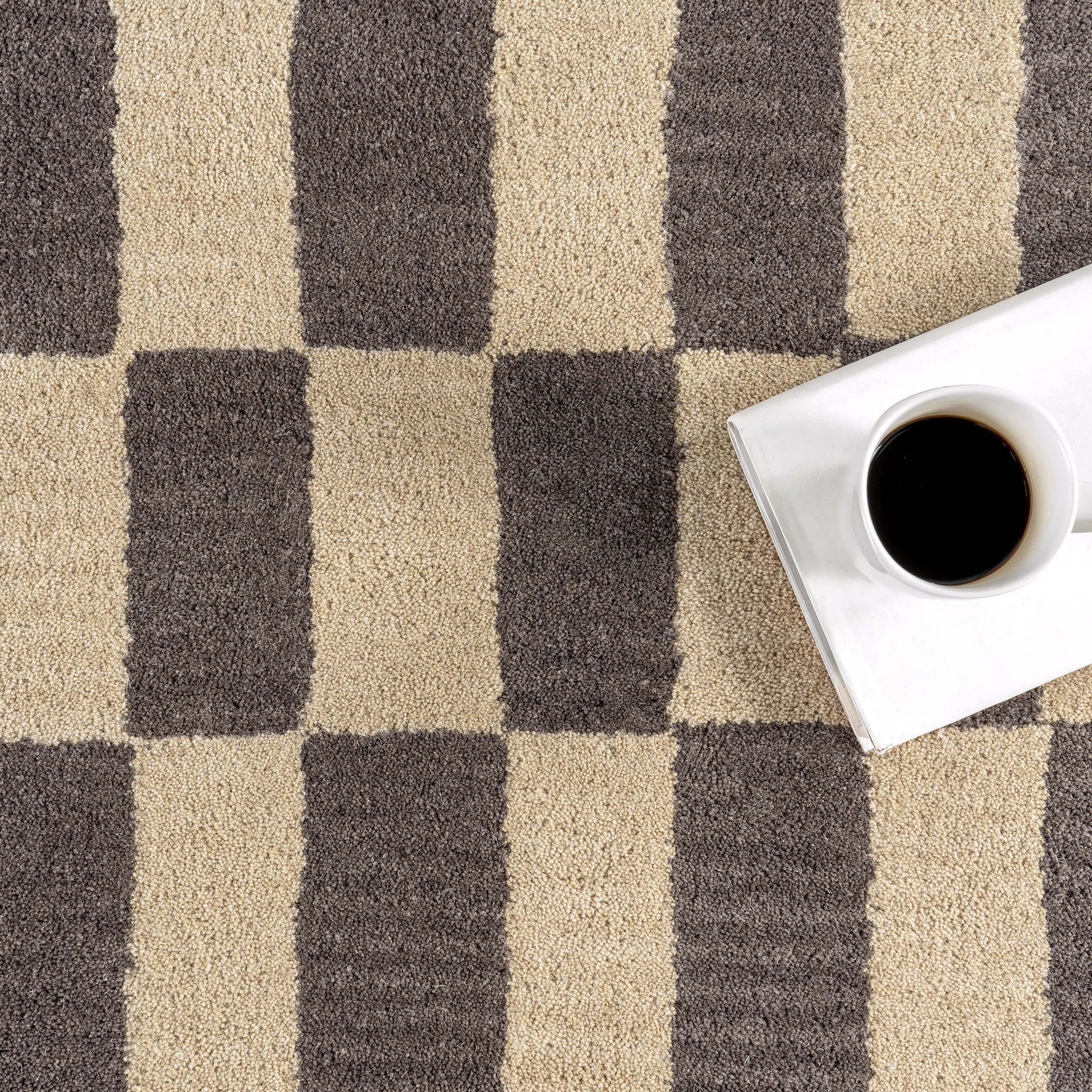Kai Checkerboard Wool Rug | Grey - Image 7