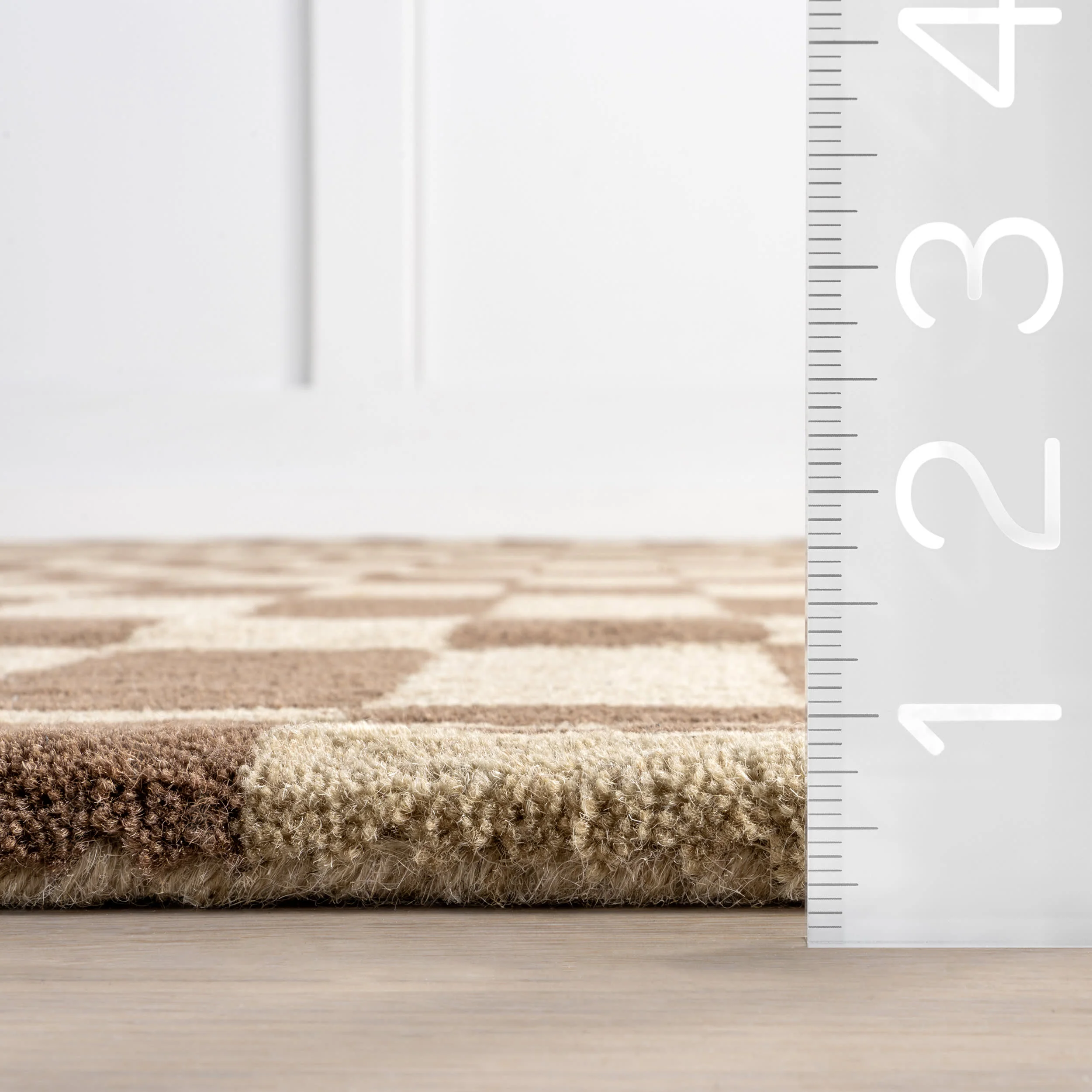 Kai Checkerboard Wool Rug | Mocha Brown - Image 5