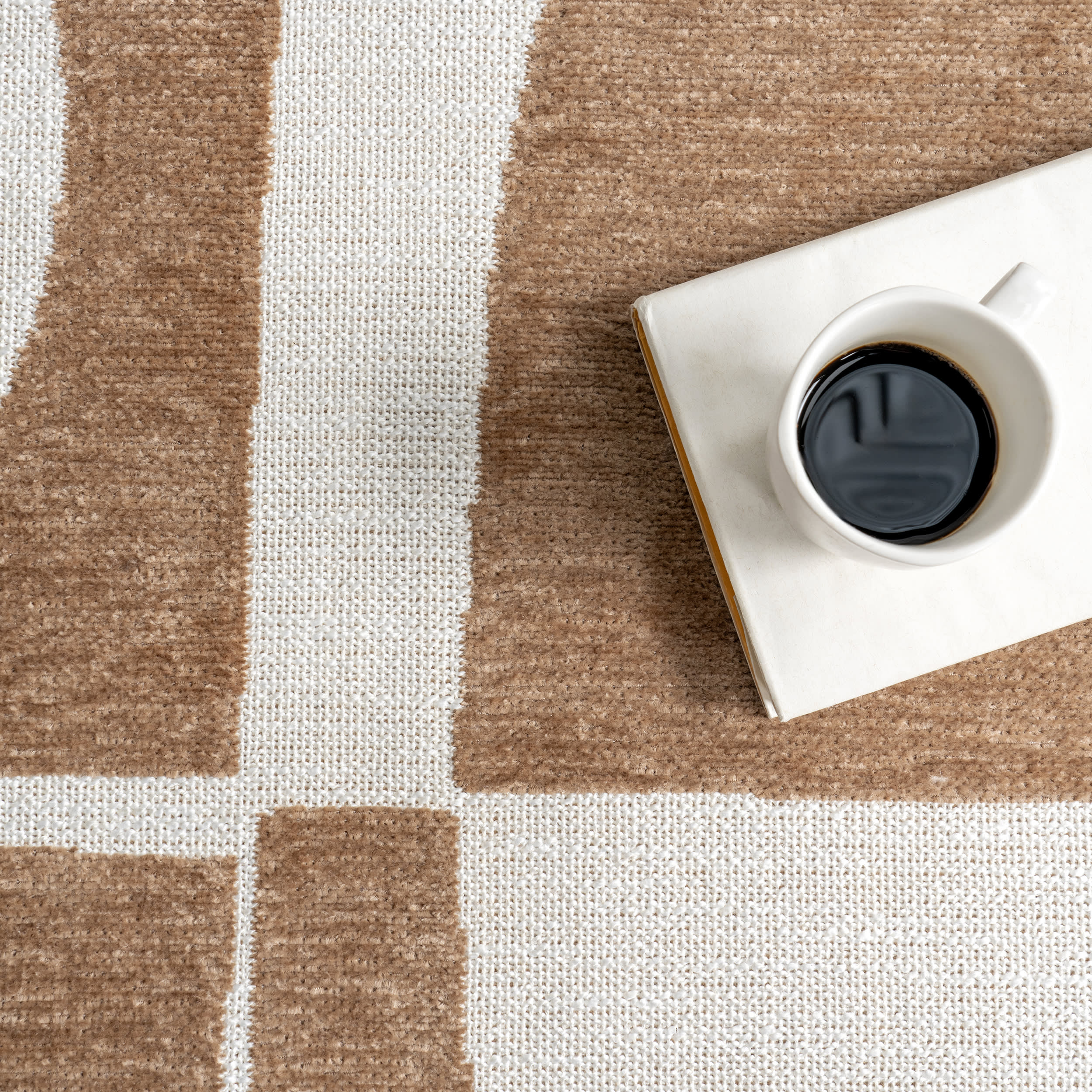 Kali Modern Geometric Reversible Washable Rug | Taupe - Image 9