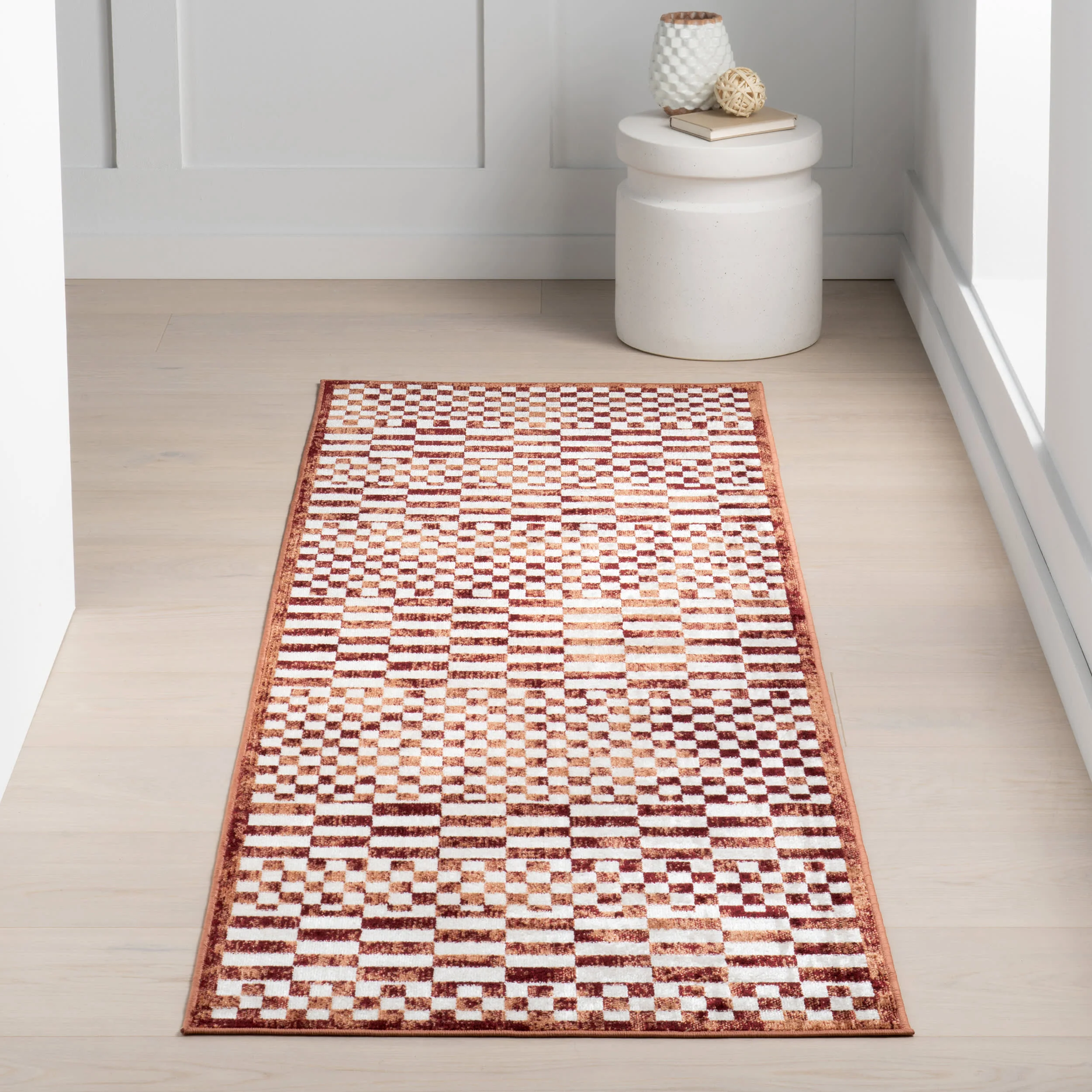 Kallie Washable Tiled Rug | Brick - Image 2