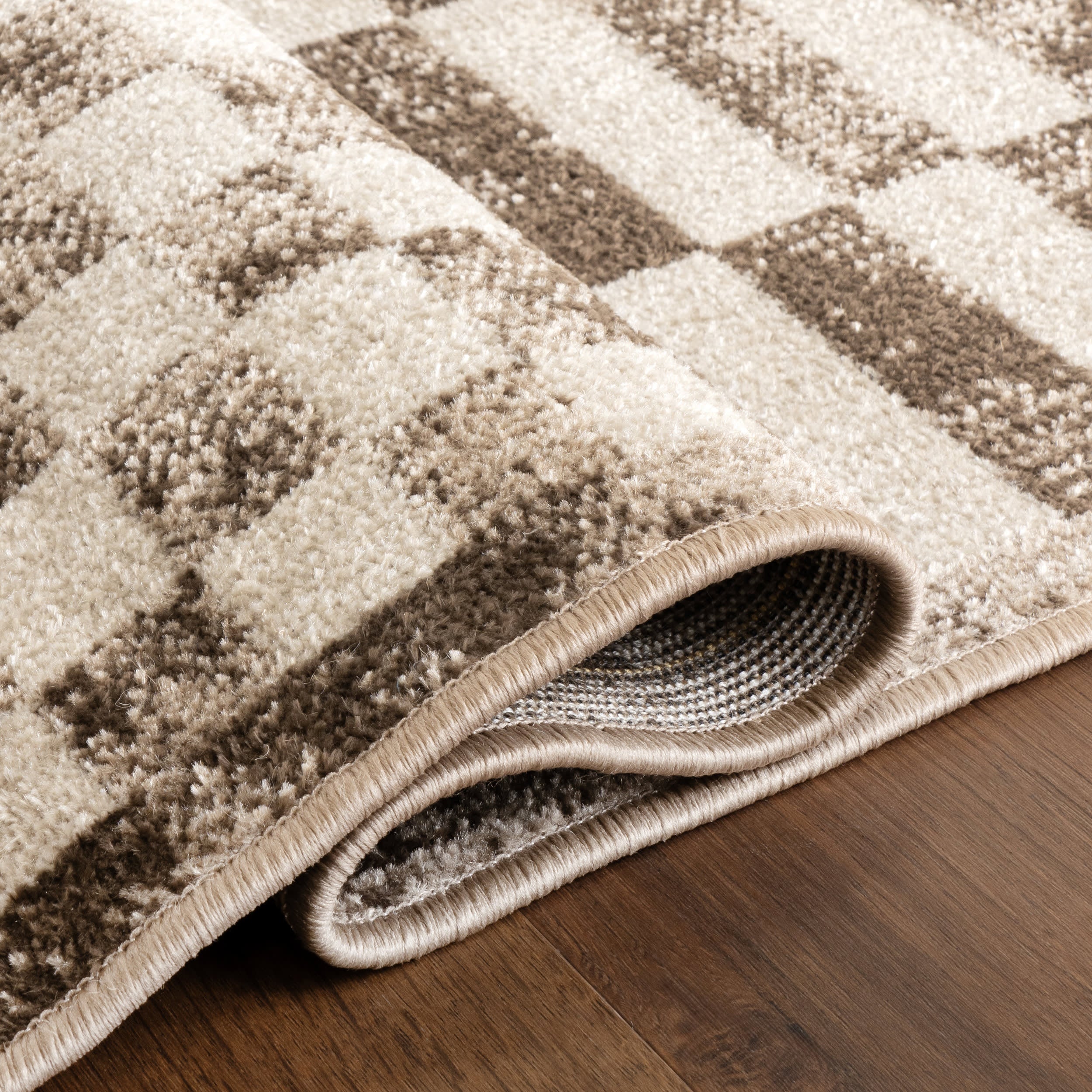 Kallie Washable Tiled Rug | Brown - Image 11