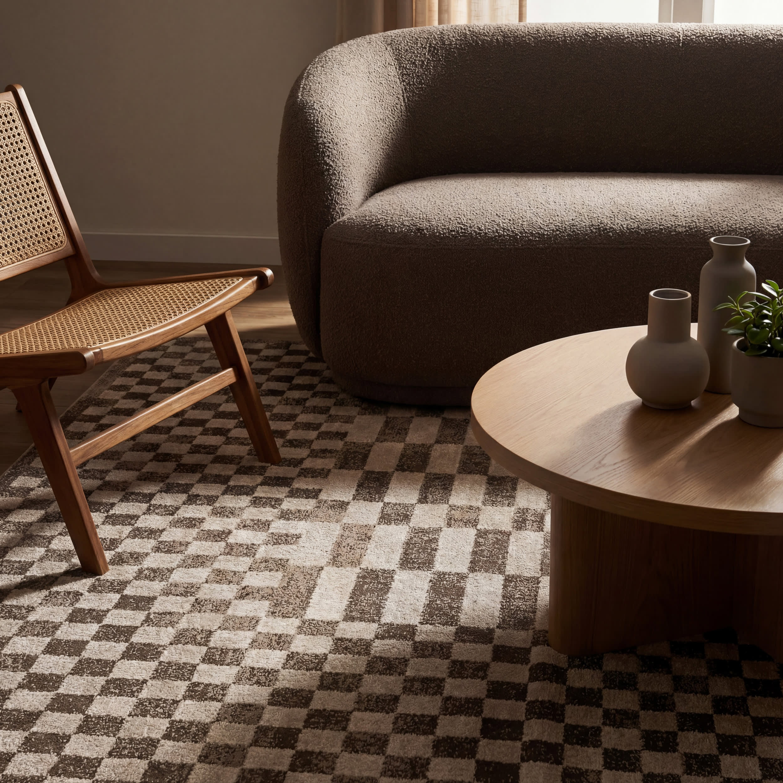 Kallie Washable Tiled Rug | Brown - Image 5