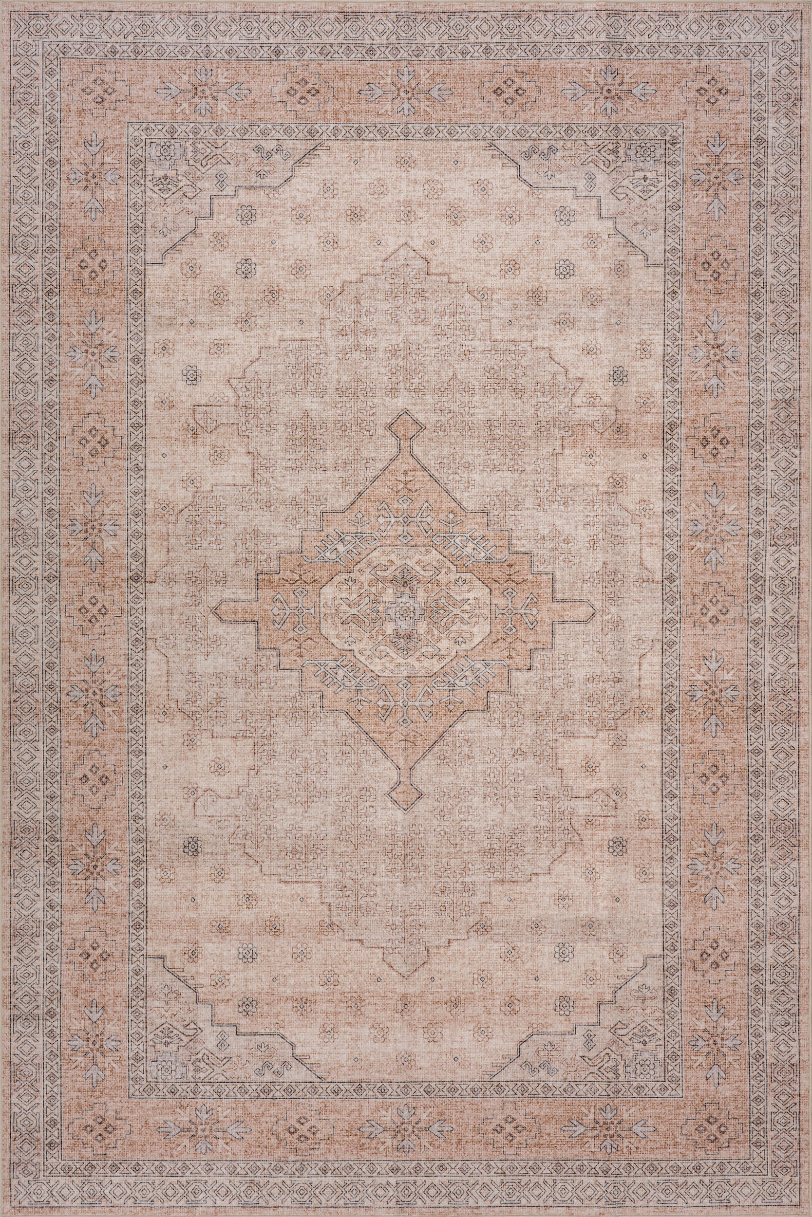Kanna Oriental and Persian Washable Rug | Peach