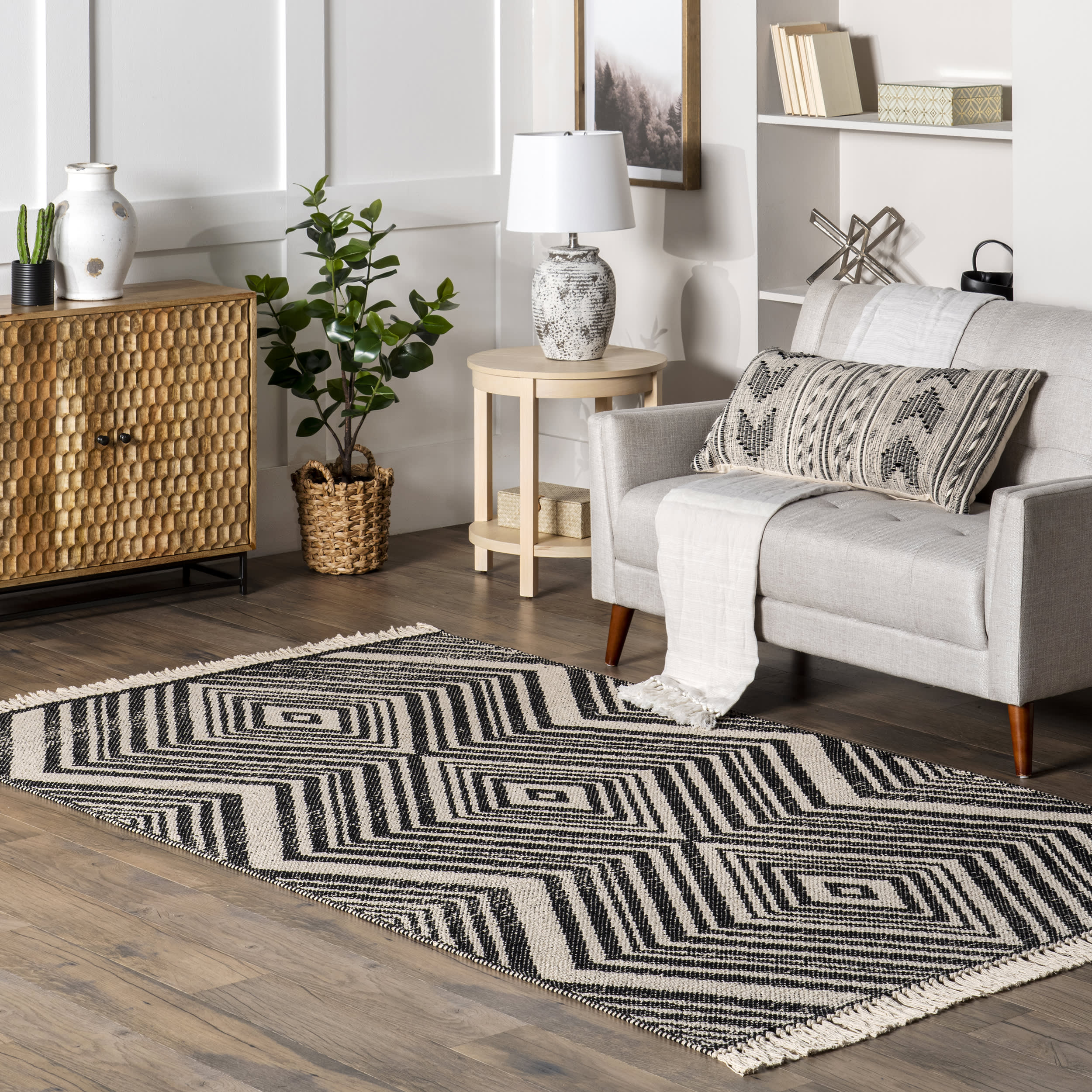 Kara Cotton Zig-Zag Rug | Grey - Image 2