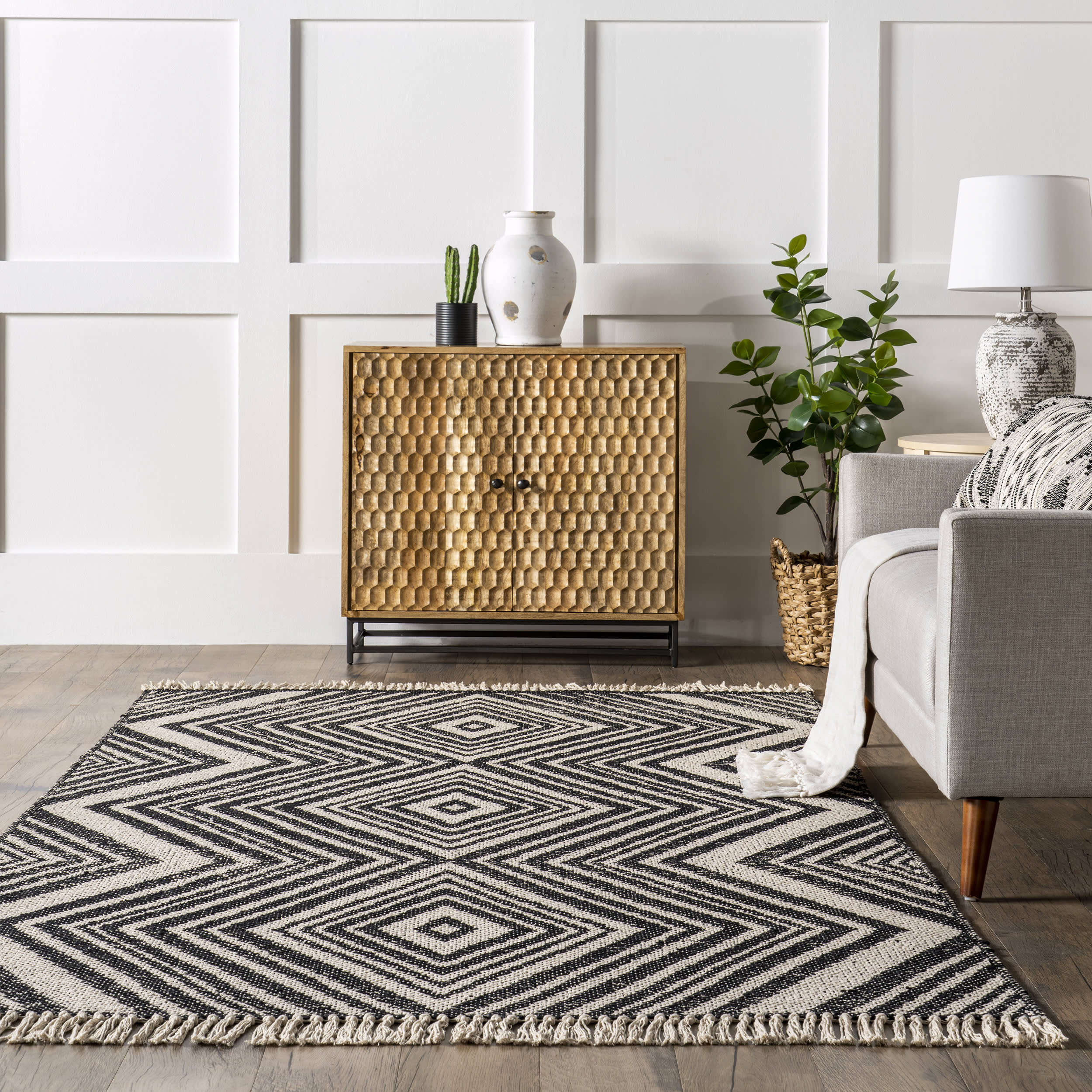 Kara Cotton Zig-Zag Rug | Grey - Image 4