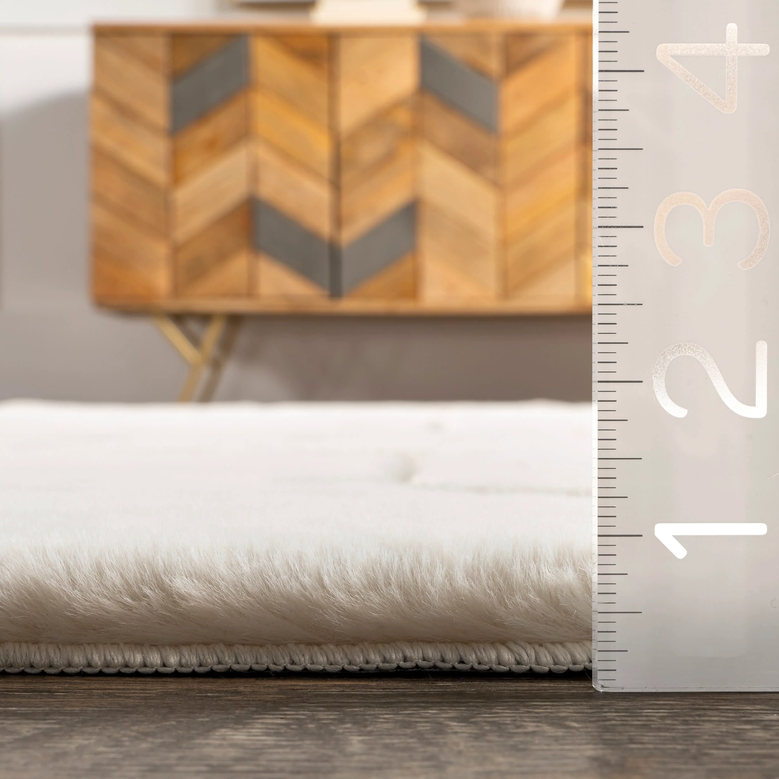 Karalee Geometric Plush Cloud Washable Rug | White - Image 5