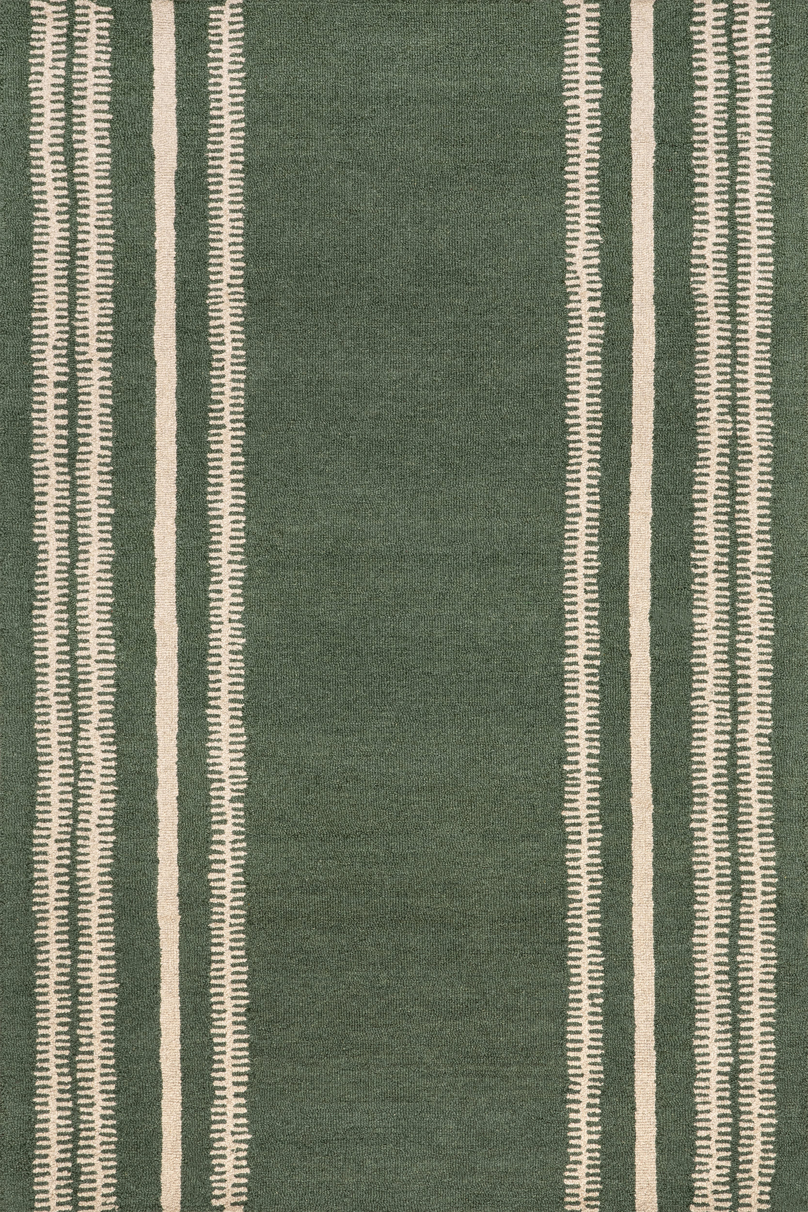 Kari Striped Wool Rug | Dark Green