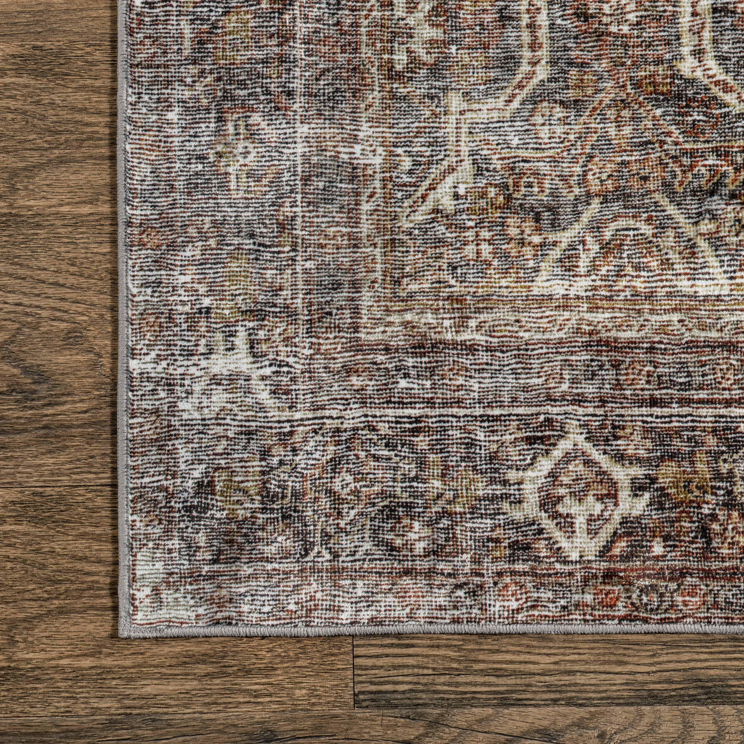 Karrigan Vintage Washable Rug | Dark Red - Image 3