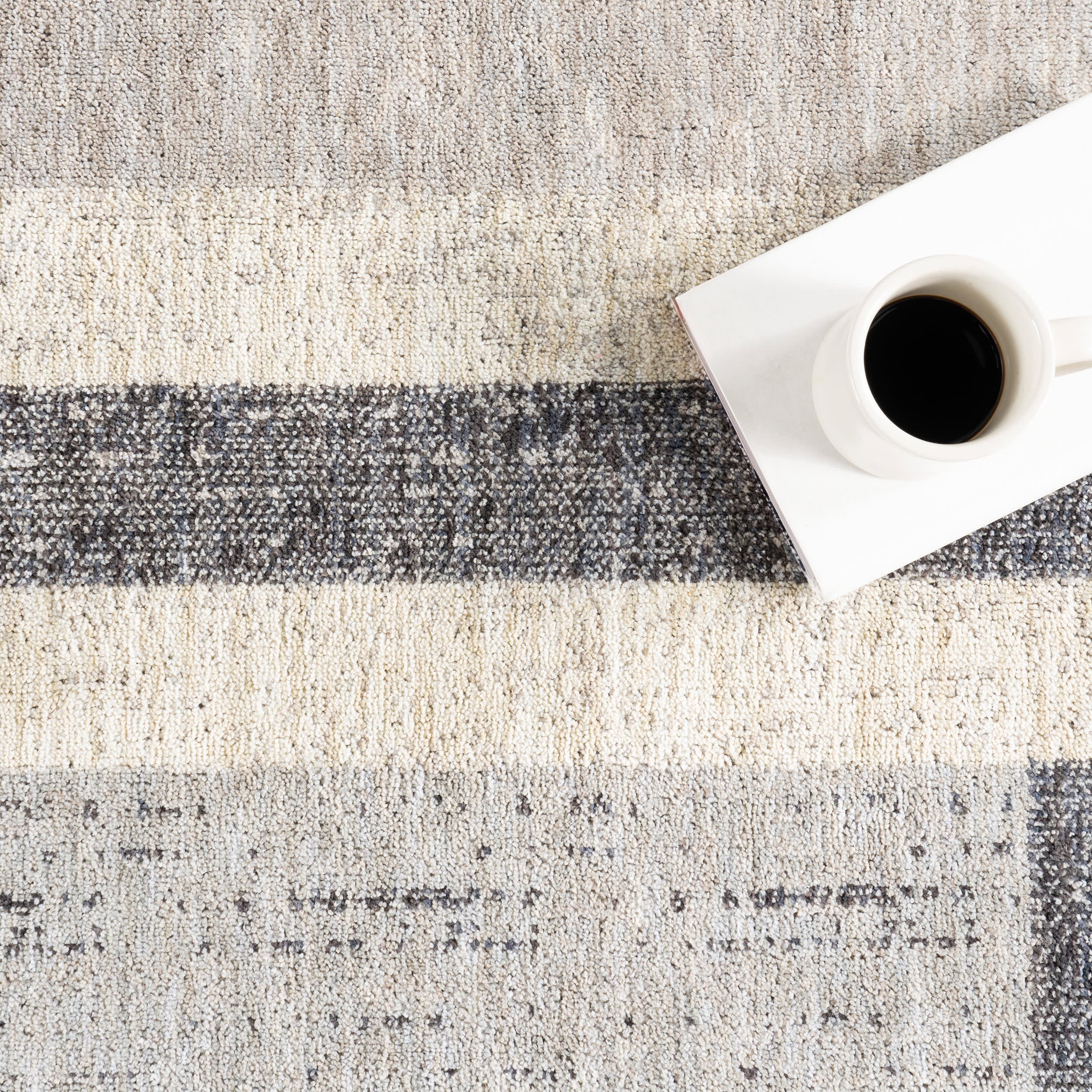 Karter Striped Trapezoid Rug | Light Grey - Image 8
