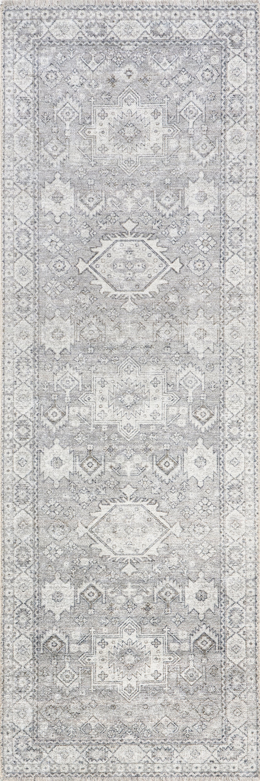 Kaski Medallion Washable Rug | Grey