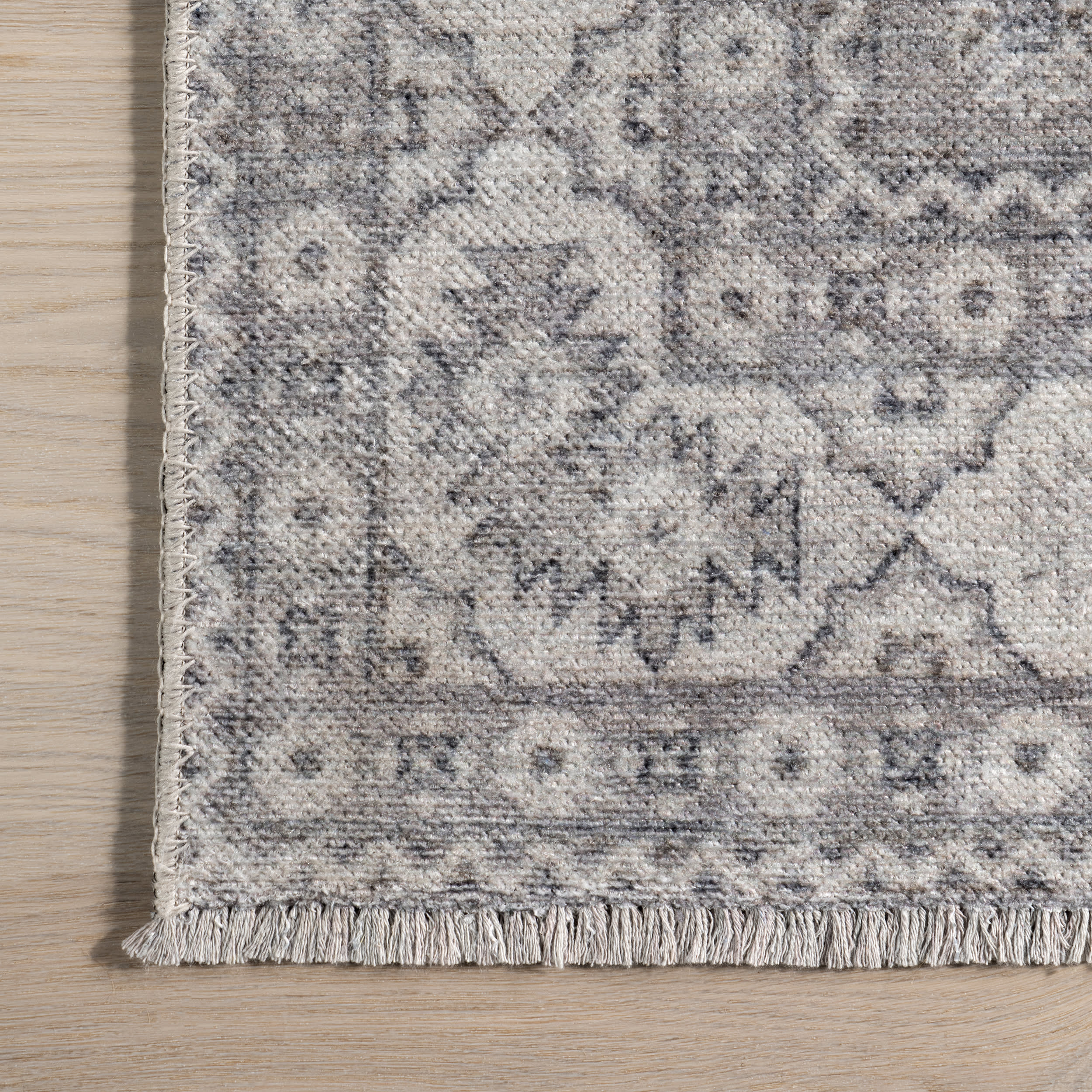 Kaski Medallion Washable Rug | Grey - Image 3