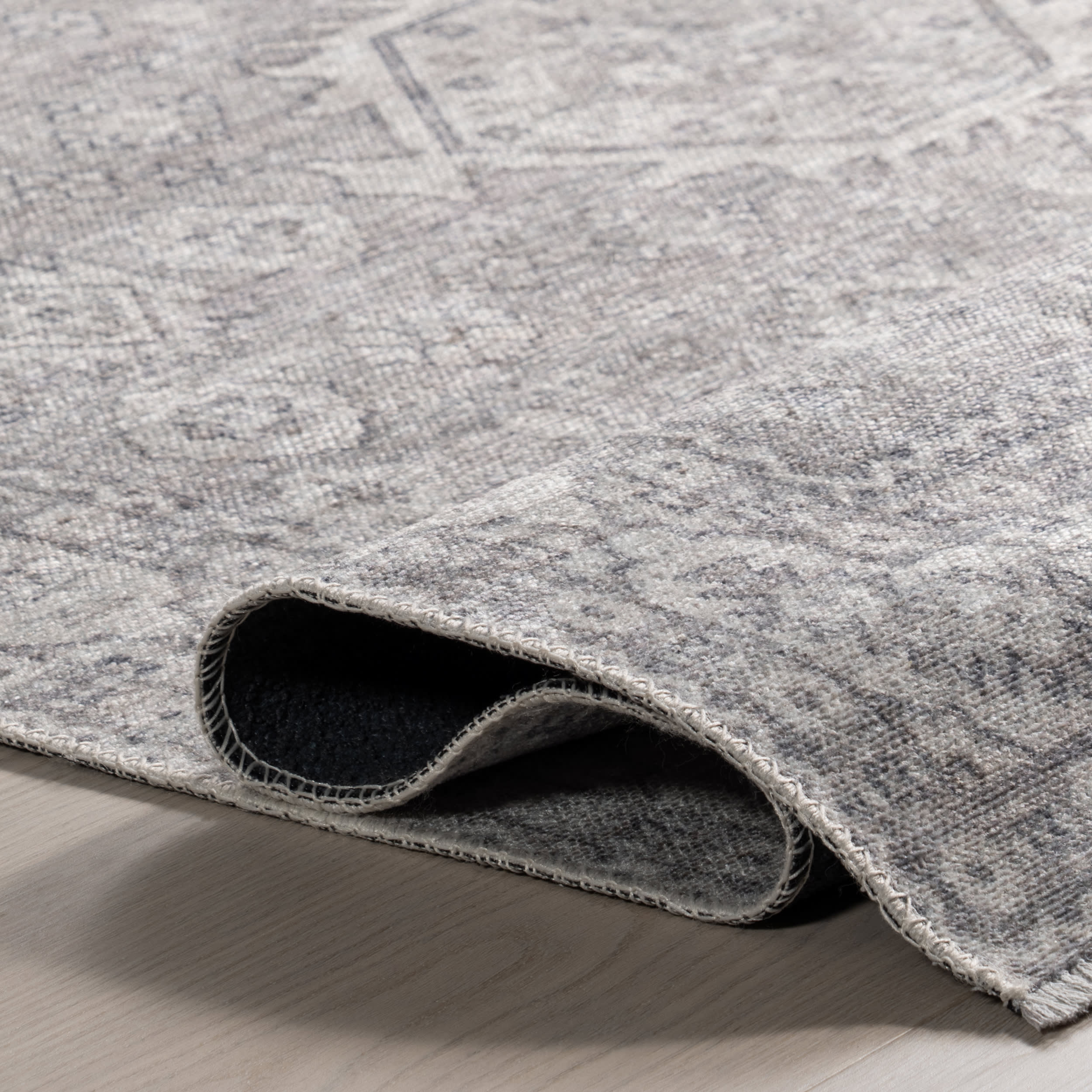 Kaski Medallion Washable Rug | Grey - Image 7