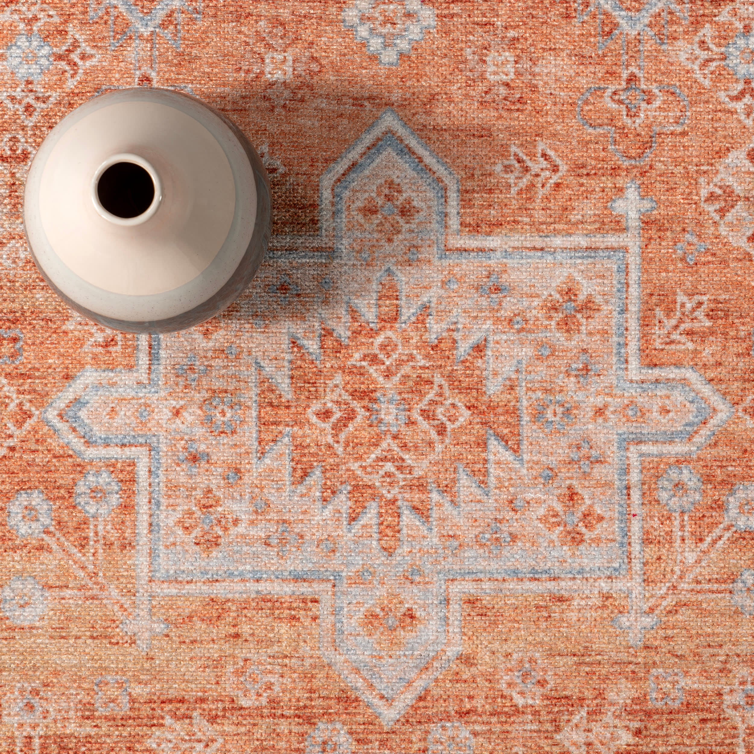 Kaski Medallion Washable Rug | Peach - Image 6