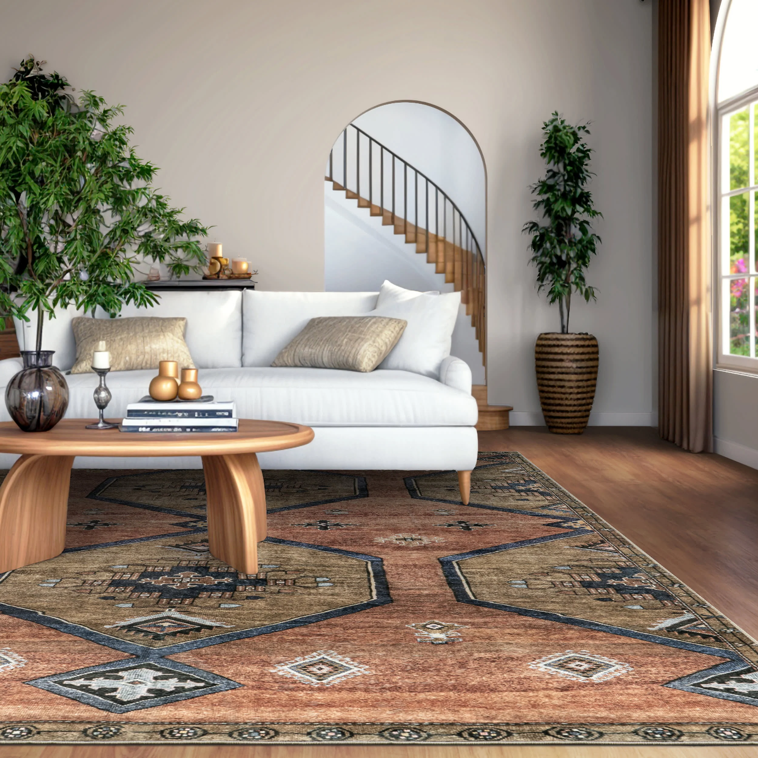 Katana Collage Washable Rug | Rust - Image 8